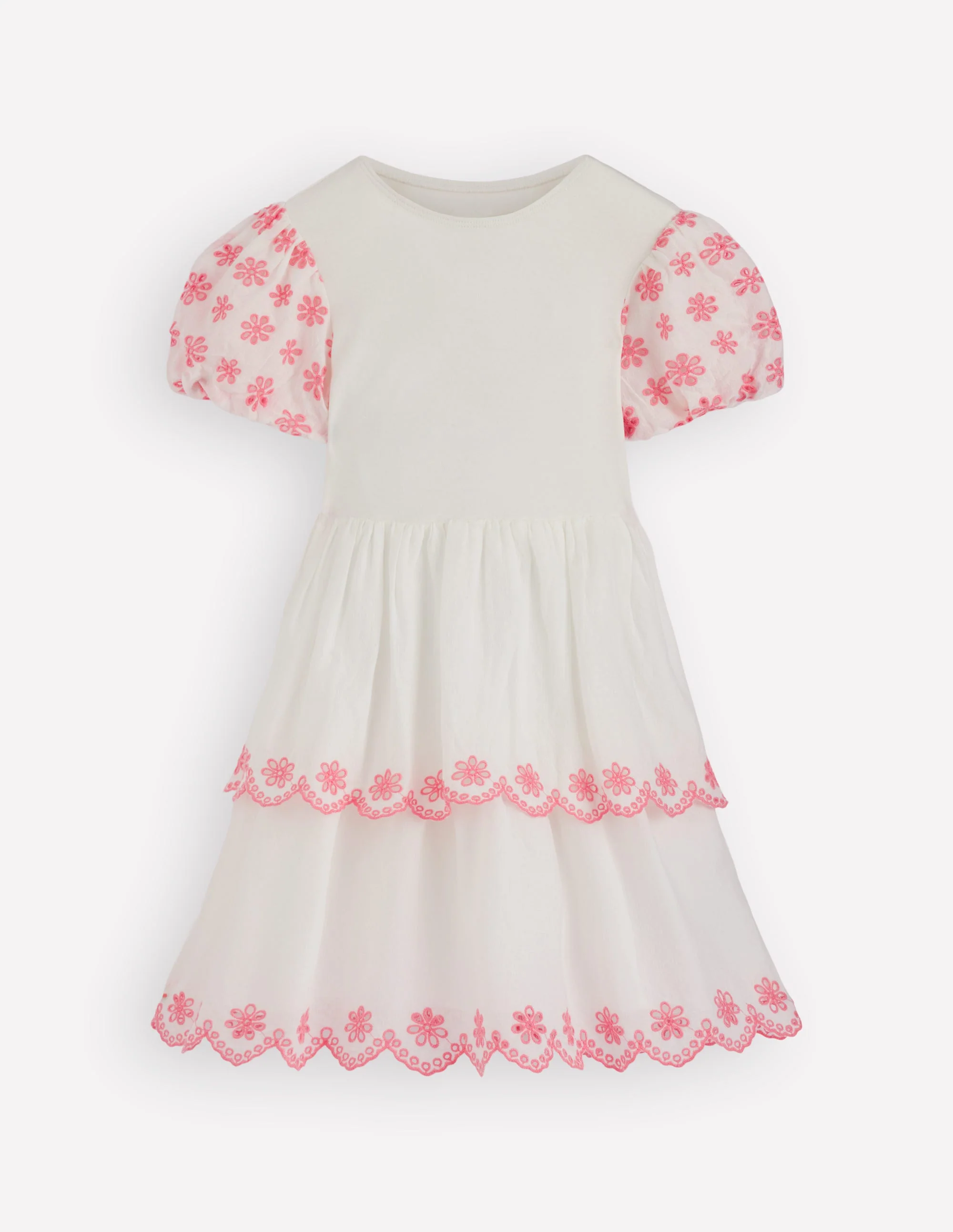 Rara Jerseykleid mit Lochstickerei-Sanftes Naturweiß/Lachsrosa
