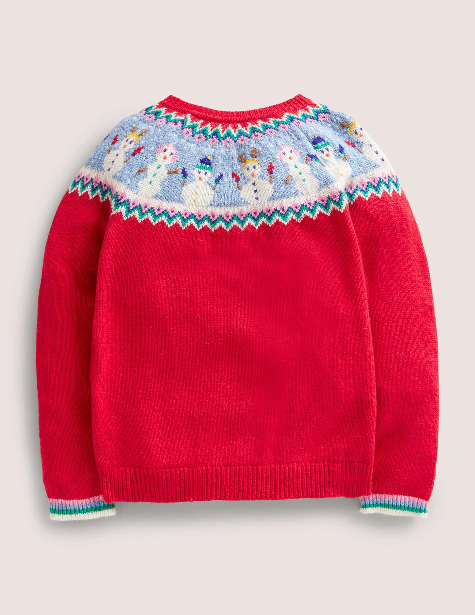 Red Snowmen Fair Isle Christmas Cardigan-Rockabilly-Rot, Schneemänner - Image 2
