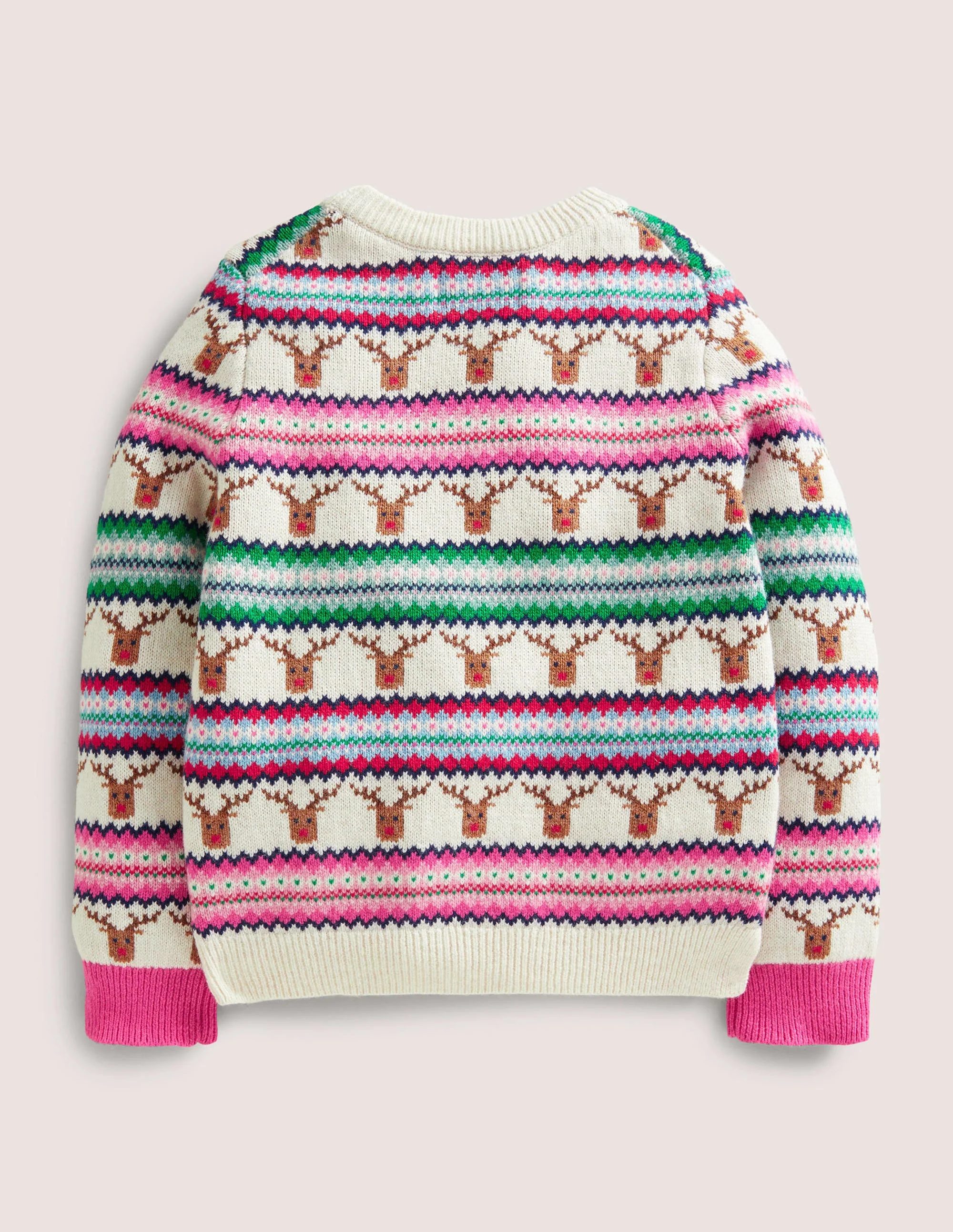 Reindeer Fair Isle Christmas Jumper-Bunt, Gestreift/Rentier - Image 2