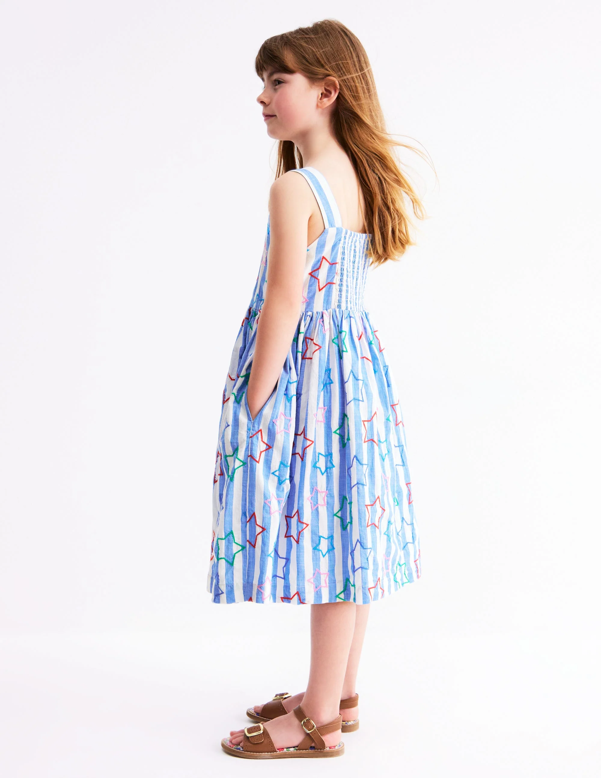 Remy Kleid mit durchgehender Knopfleiste-Pfauenfederblau Stern - Image 3