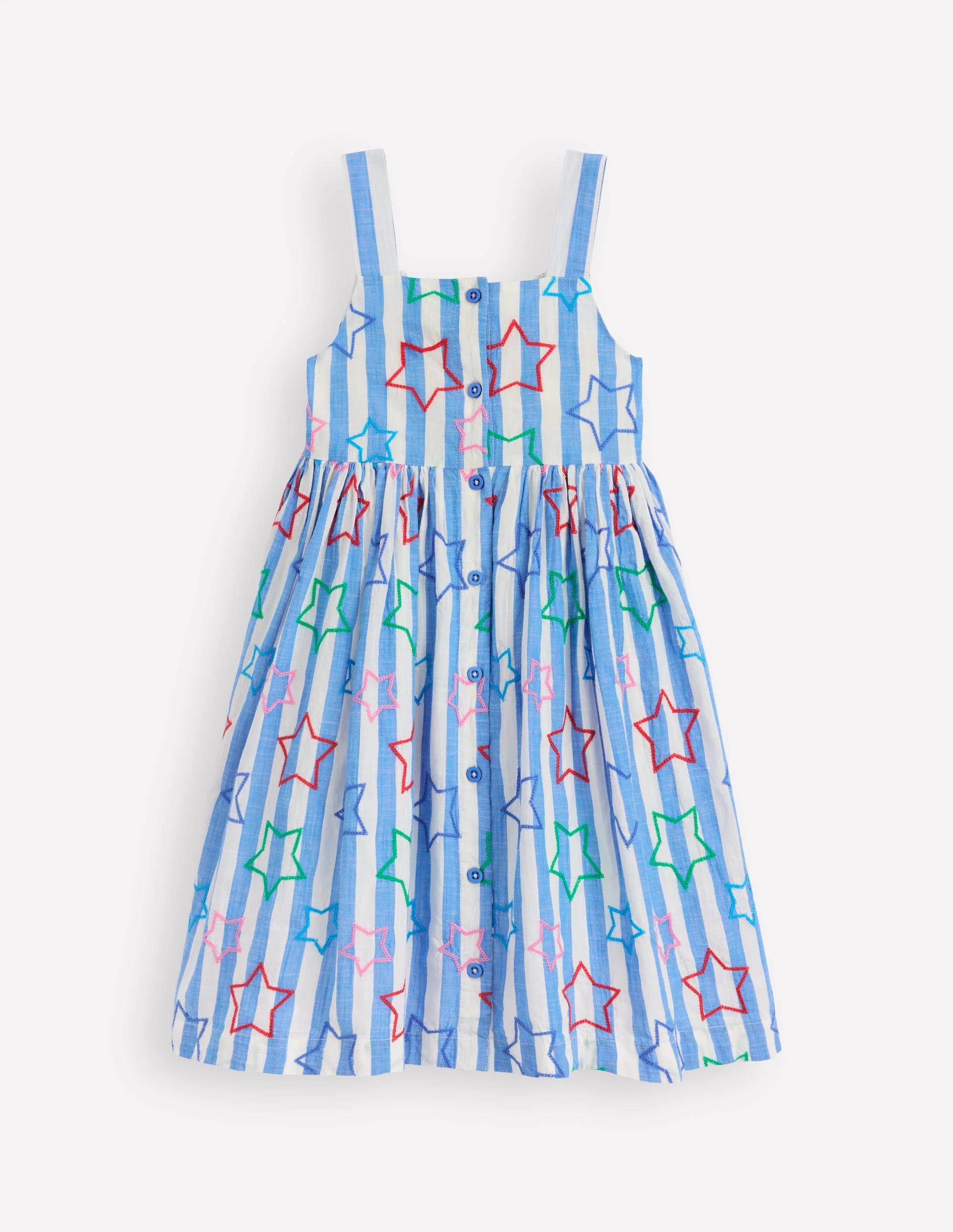 Remy Kleid mit durchgehender Knopfleiste-Pfauenfederblau Stern - Image 4