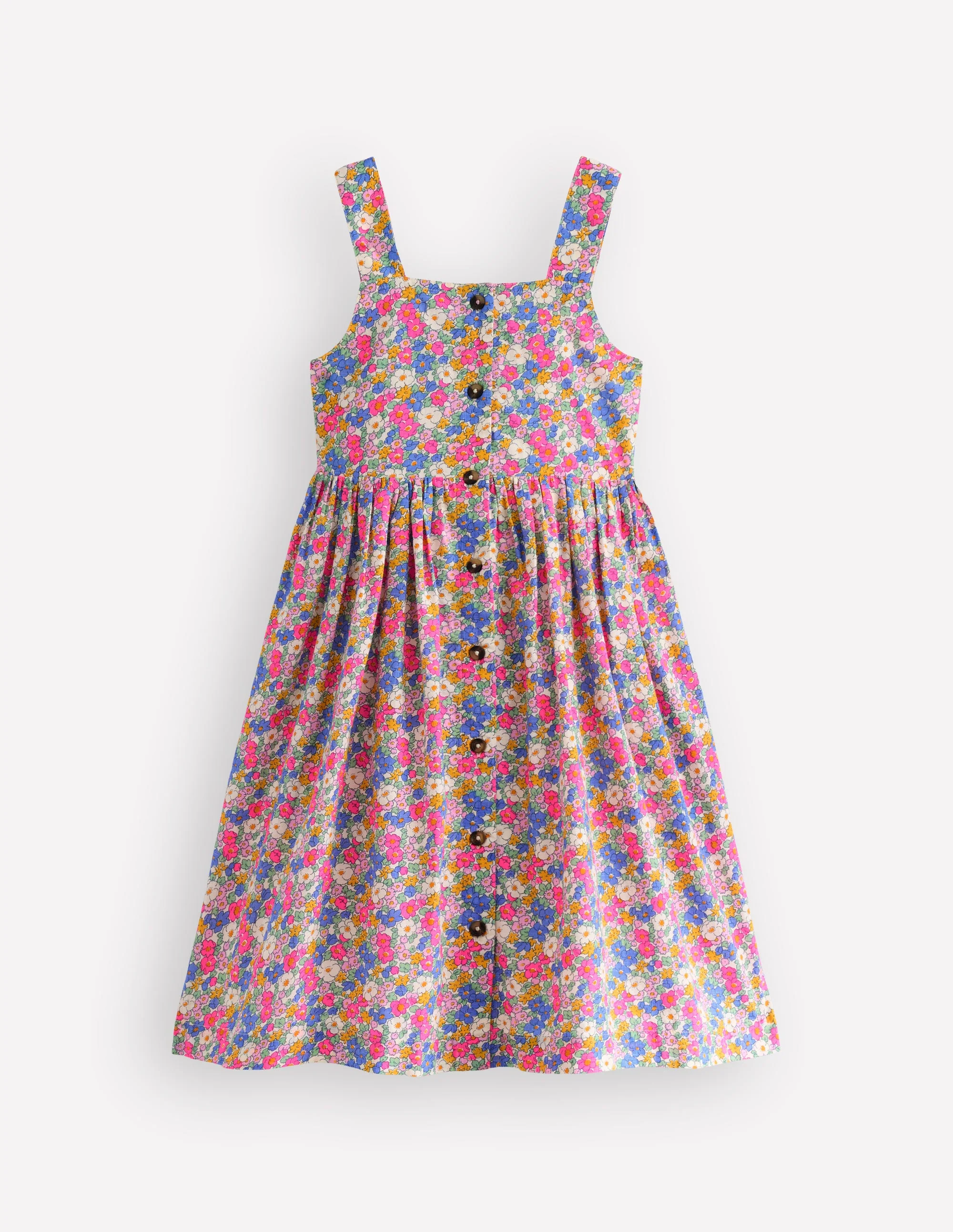 Remy Kleid mit durchgehender Knopfleiste-Rosa, Filigranes Blumenmuster