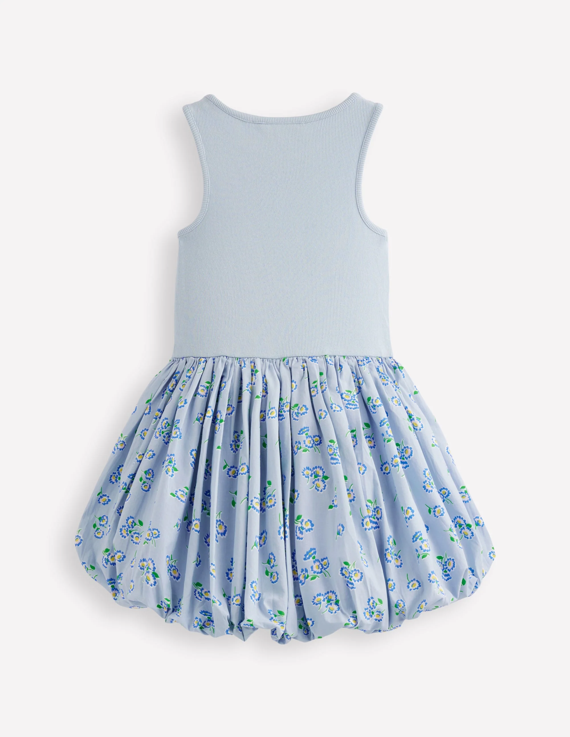 Rippstrick-Kleid mit Ballonsaum-Nebelblau Gänseblümchen - Image 5