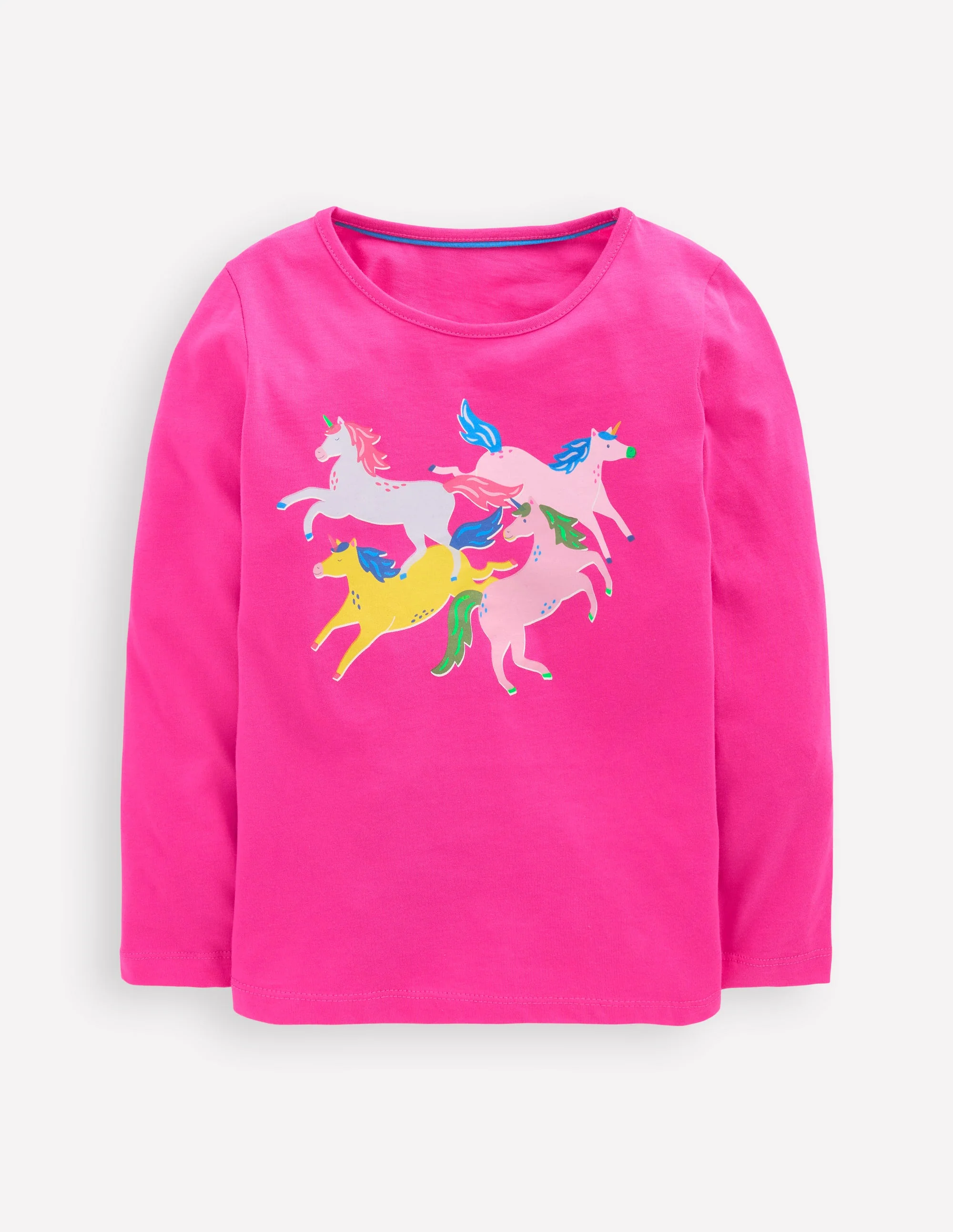 Riso Langarmshirt-Himbeerrosa Einhörner