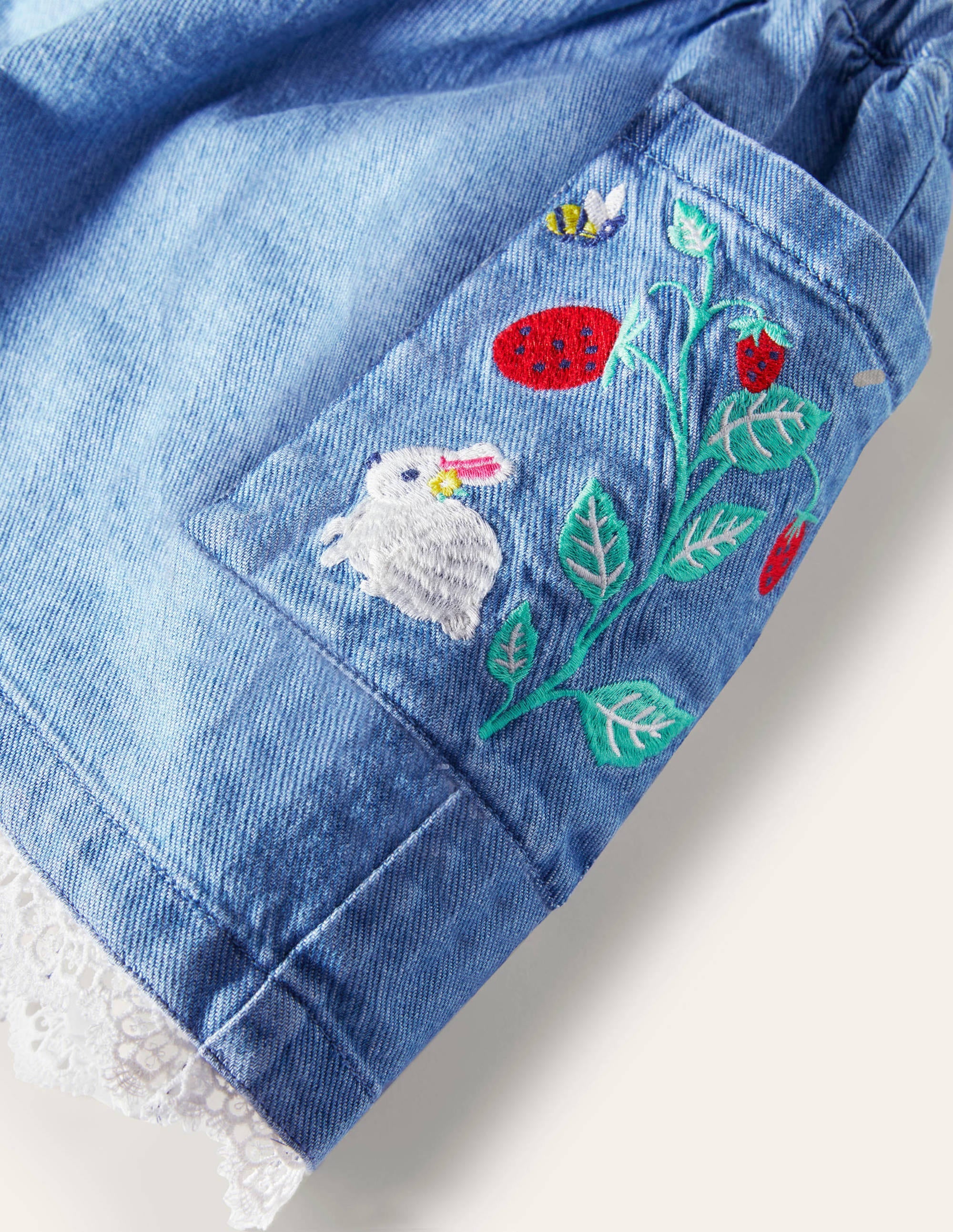 Rock mit nostalgischer Stickerei-Mittleres Vintageblau, Denim/Häschen - Image 3