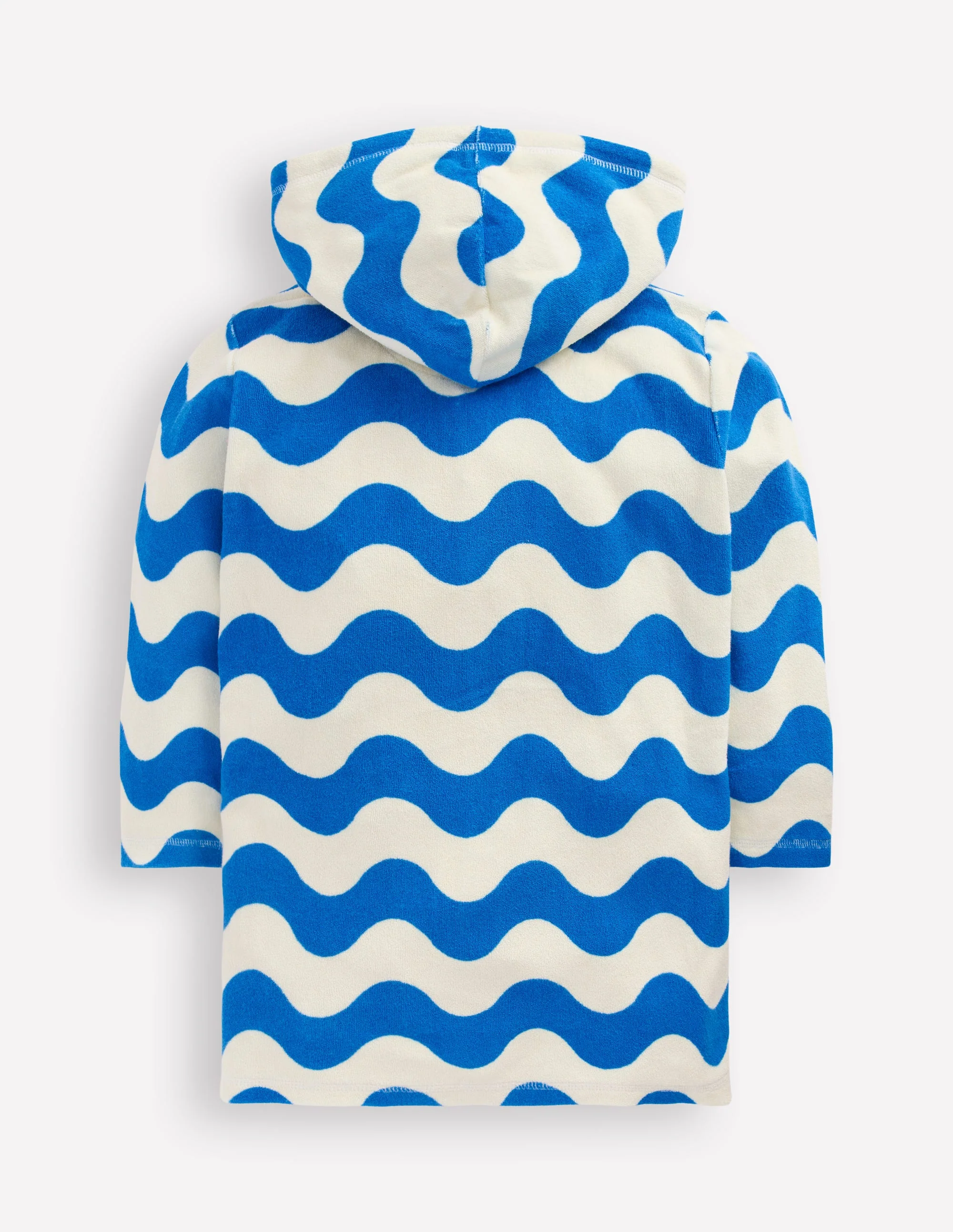 Romie Frottee-Badeponcho mit Reißverschluss-Blau und Naturweiß Wellen - Image 3