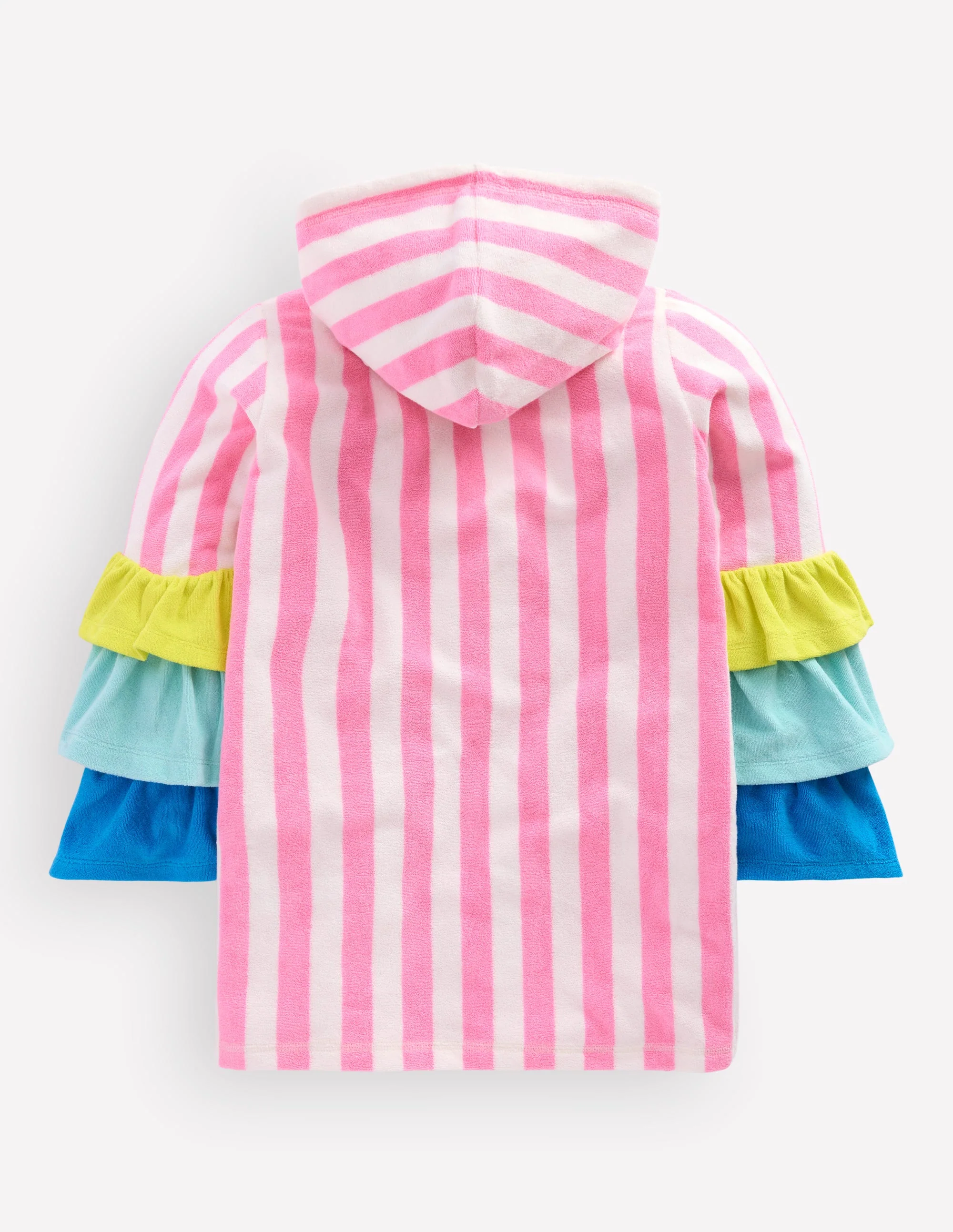 Romie Origineller Frottee-Badeponcho mit Reißverschluss-Streifen Rüschen Papageien - Image 3