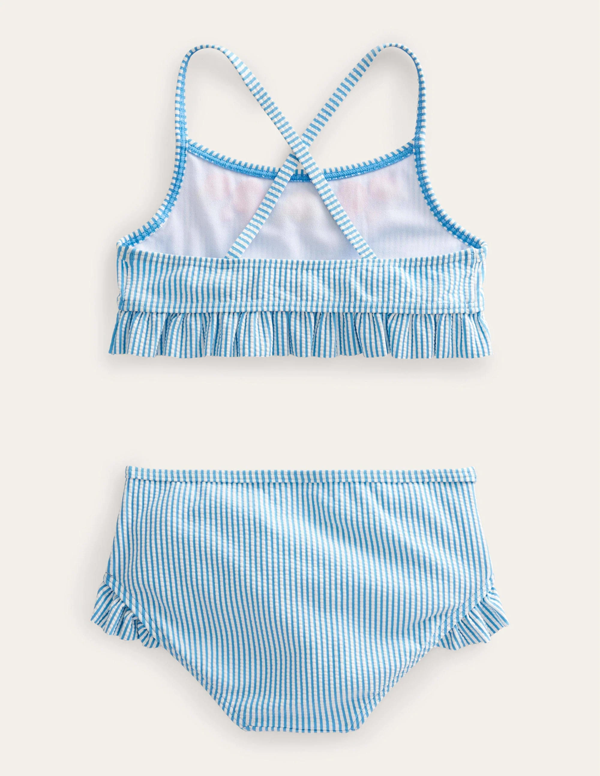 Rüschenbikini mit Stickerei-Naturweiß/Surfbrett-Blau, Gestreift - Image 2