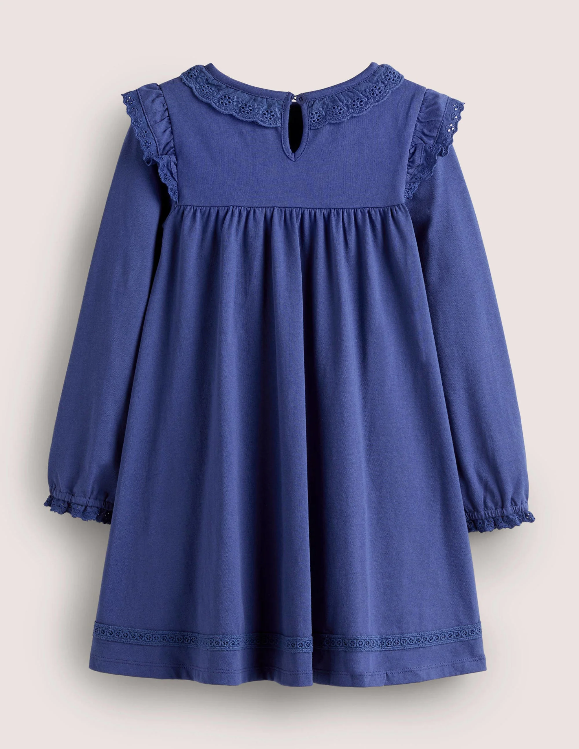 Rüschenkleid mit Lochstickerei-Segelblau - Image 2