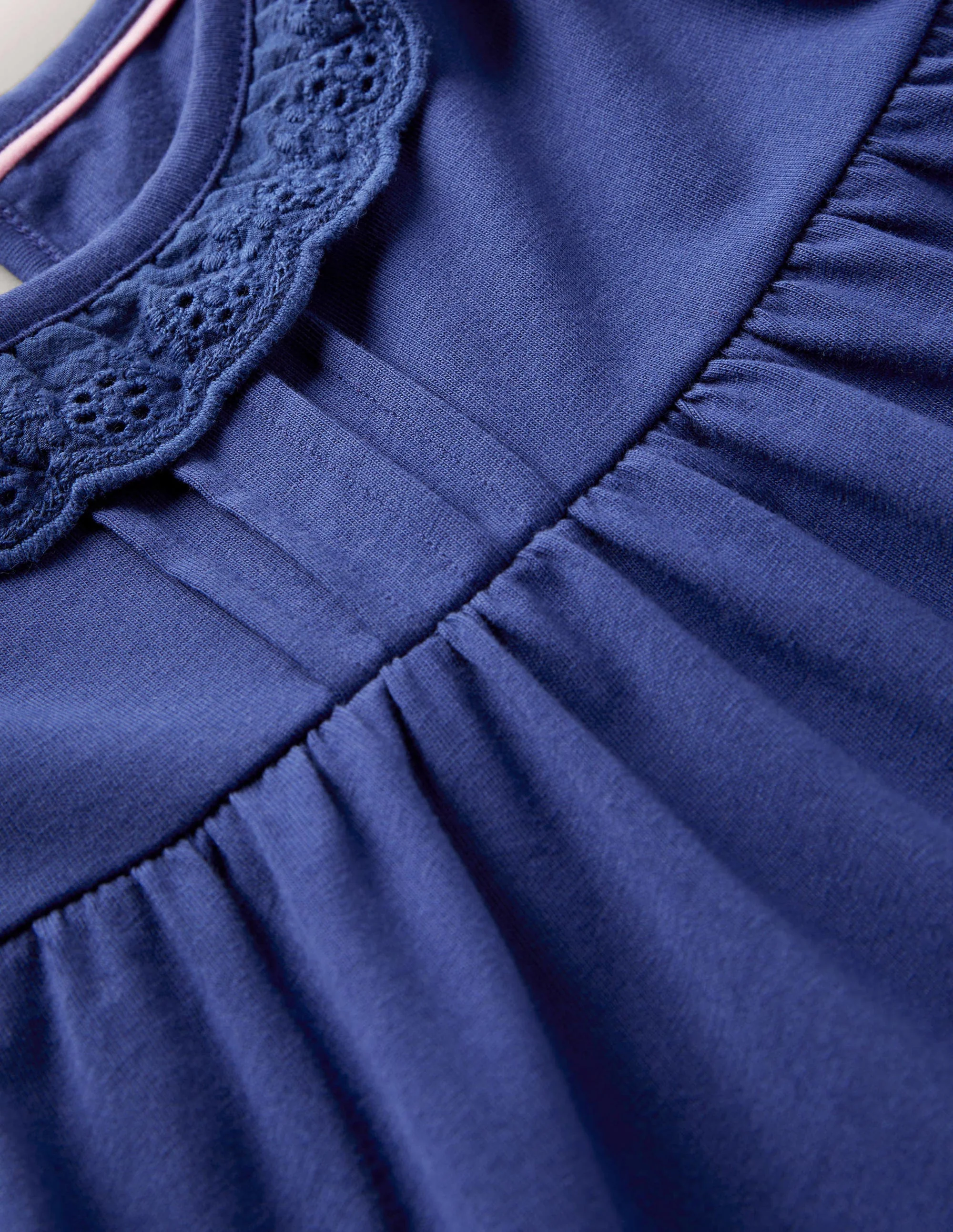 Rüschenkleid mit Lochstickerei-Segelblau - Image 3