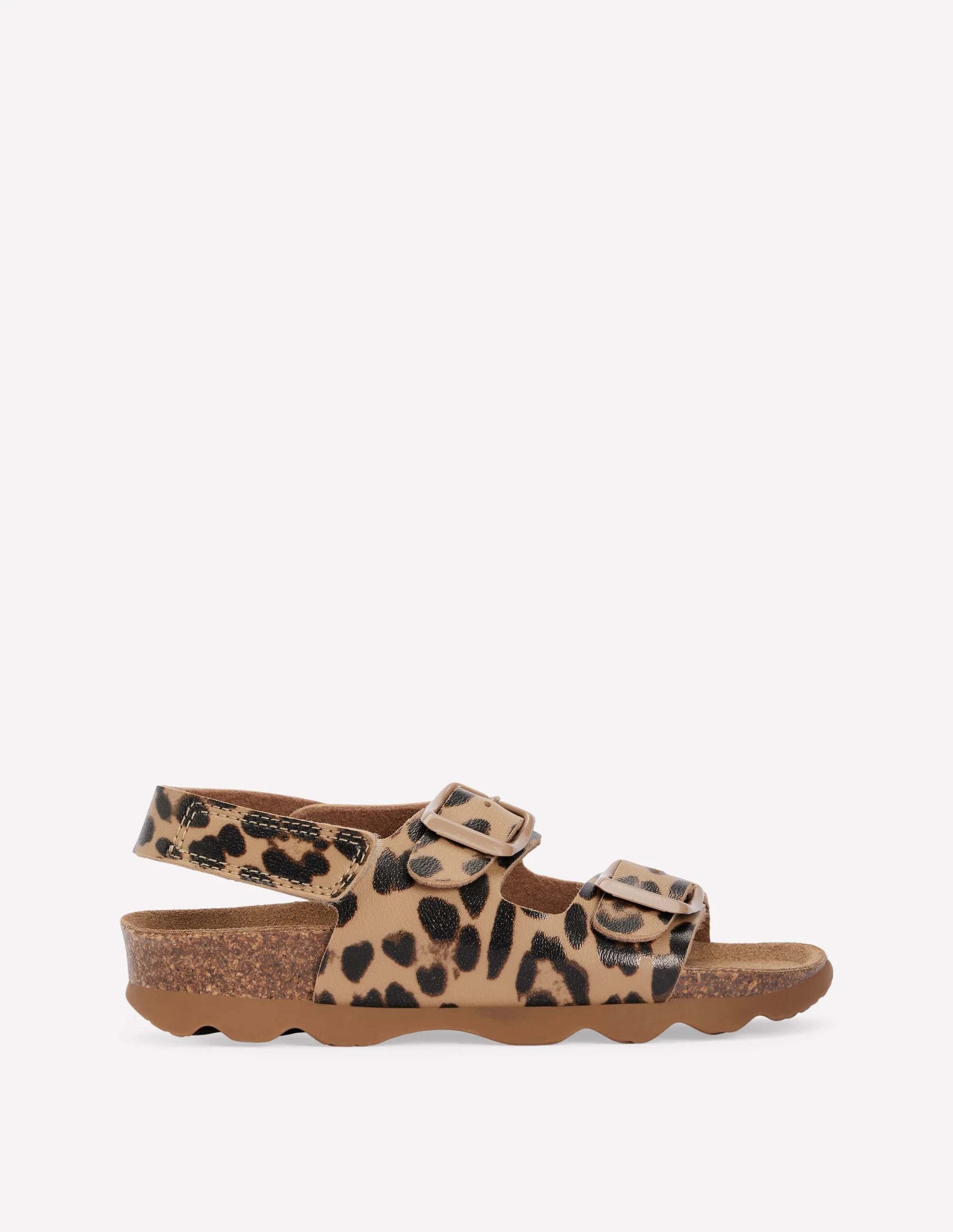 Sandalen in Blockfarben-Mohair, Leopardenmuster