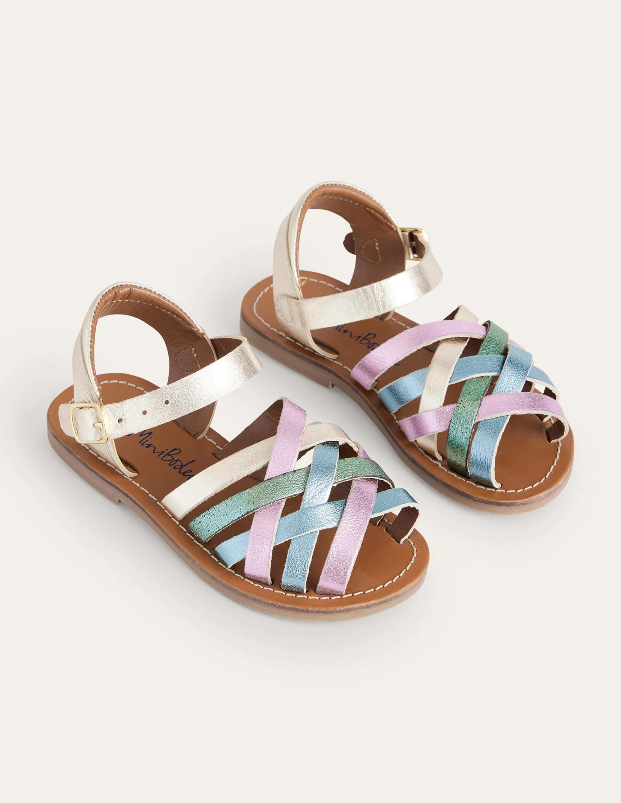 Sandalen mit Riemchen-Bunt, Metallic - Image 2