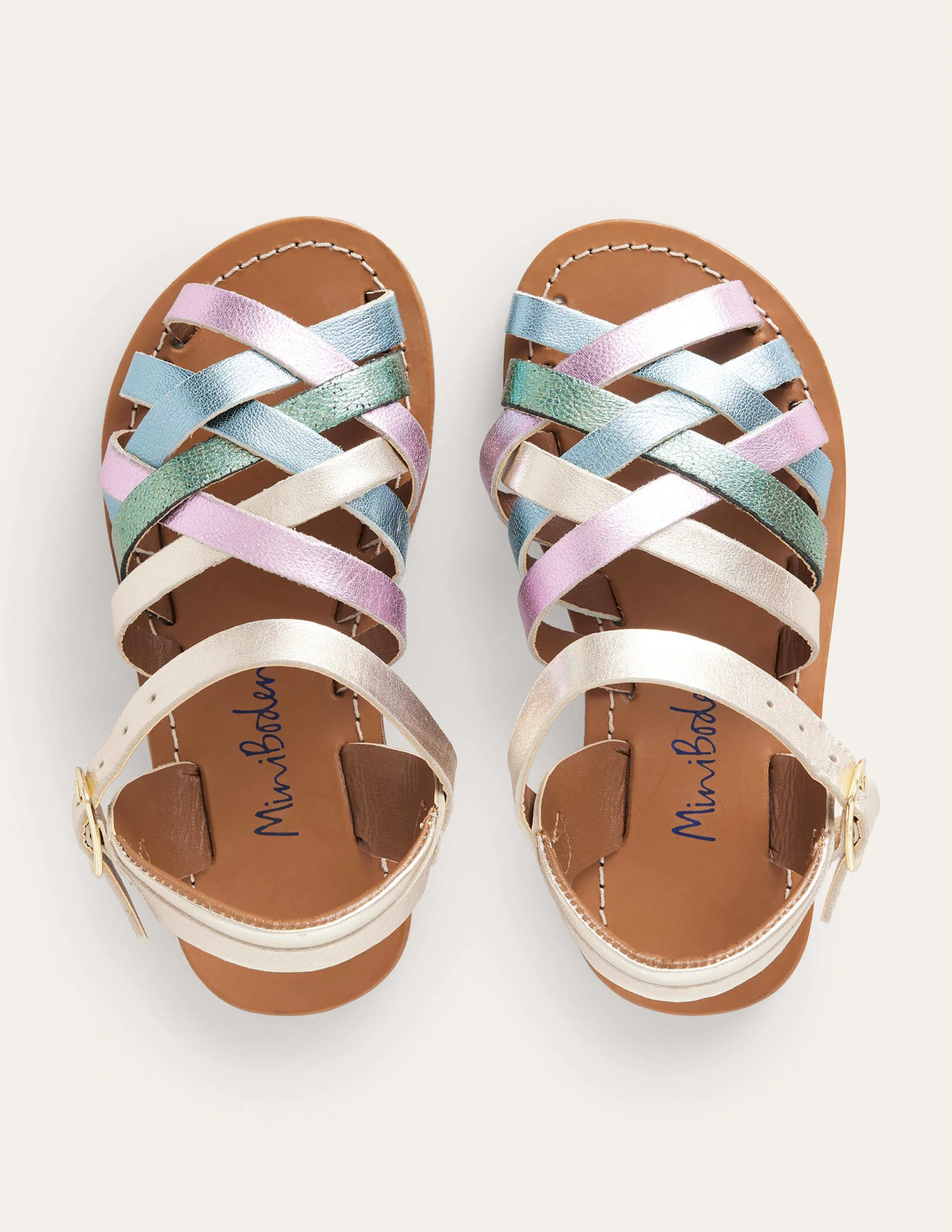 Sandalen mit Riemchen-Bunt, Metallic - Image 4