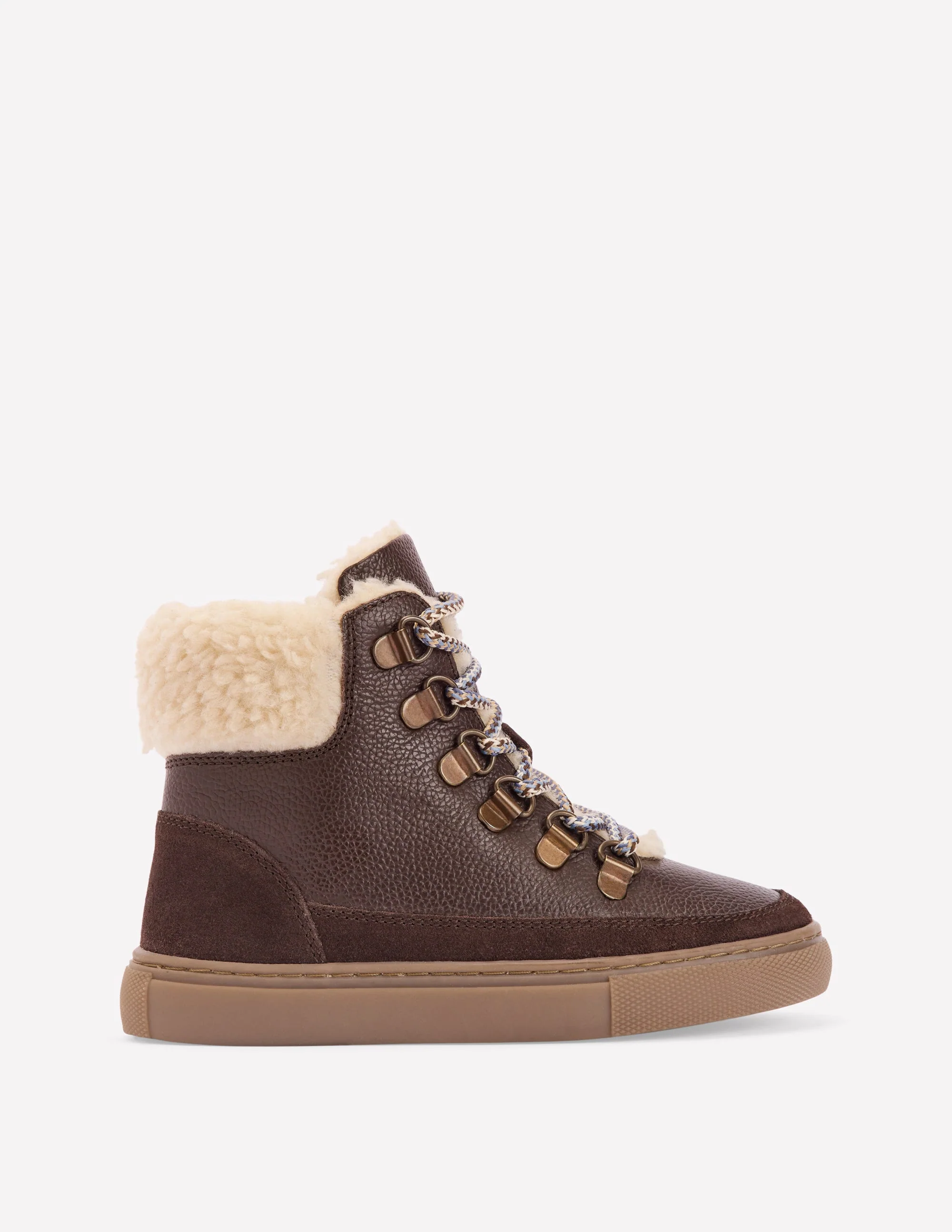 Schnürstiefel mit Teddyfell-Braun