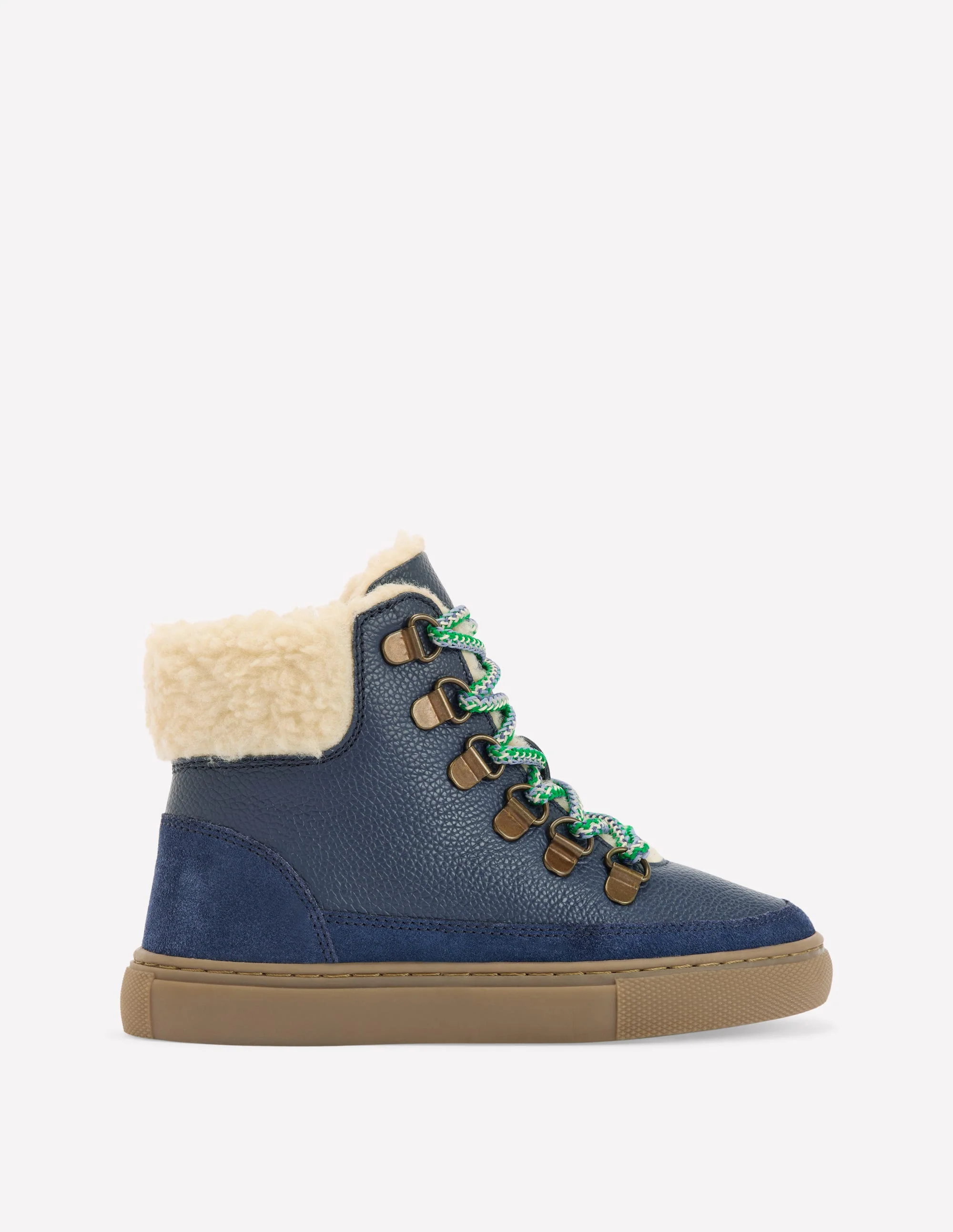 Schnürstiefel mit Teddyfell-Schuluniform-Marineblau