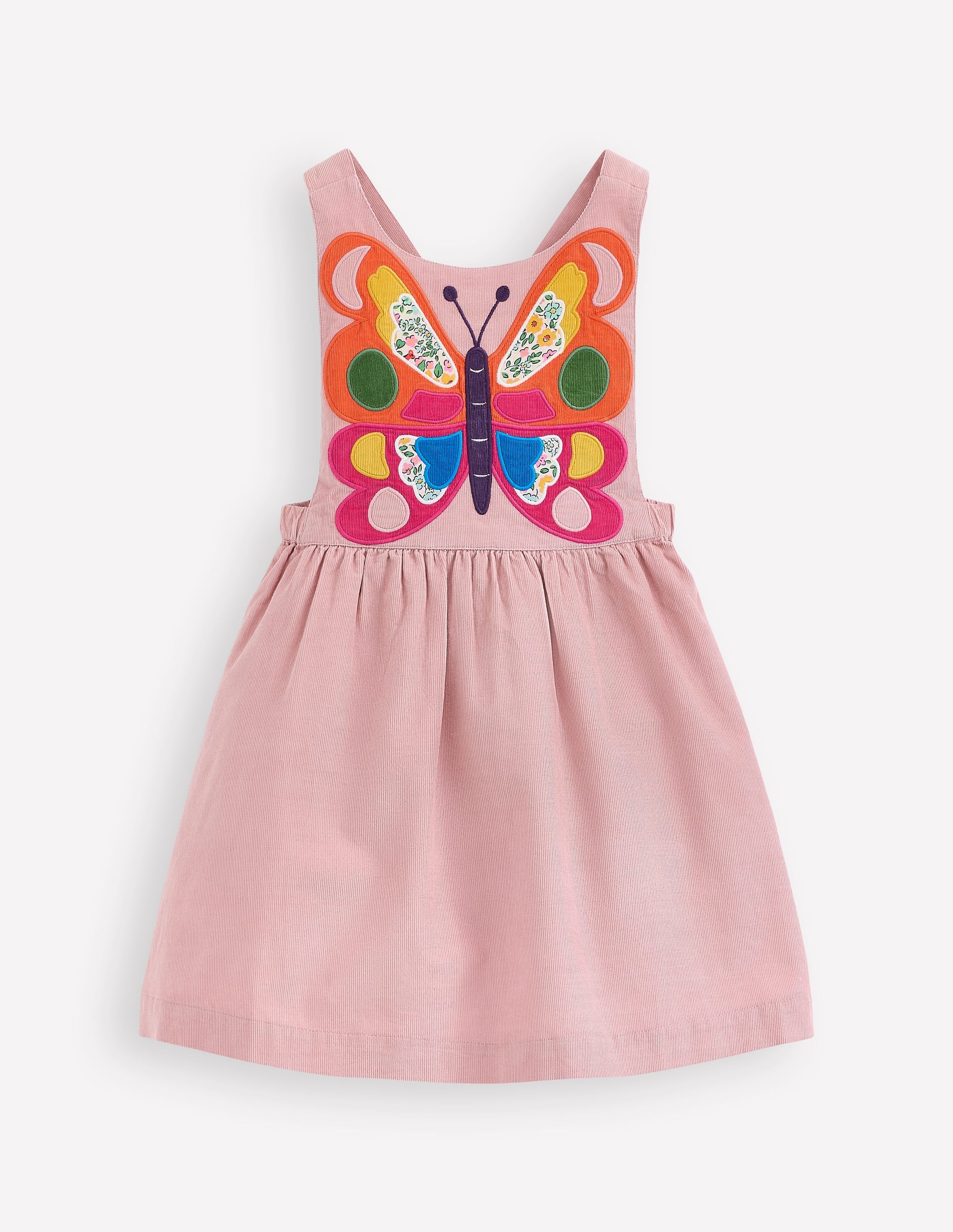 Schürzenkleid aus Cord mit Applikationen-Formica-Rosa Schmetterling