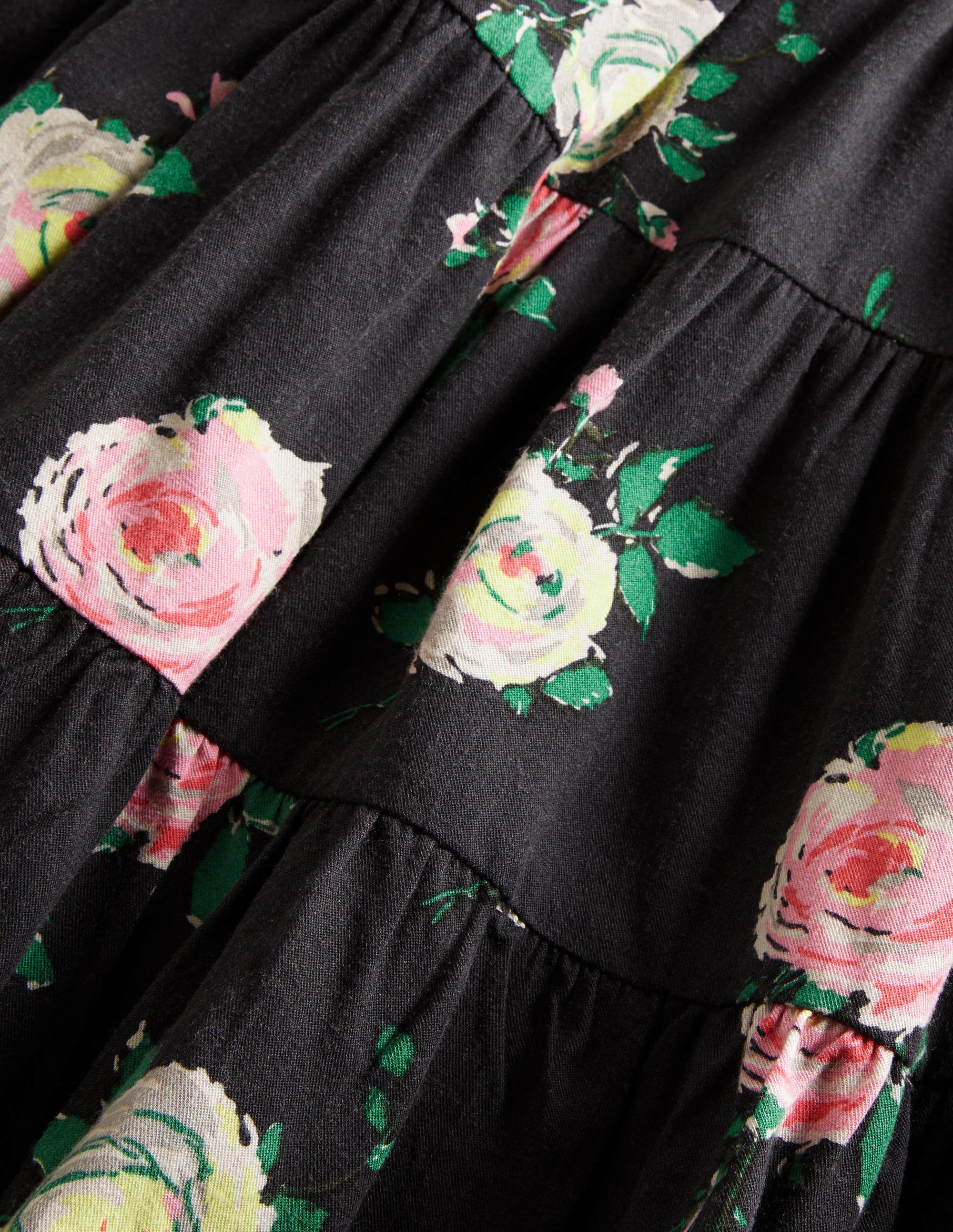 Schwingender Midirock mit Muster-Rauchgrau, Blumenmuster - Image 3