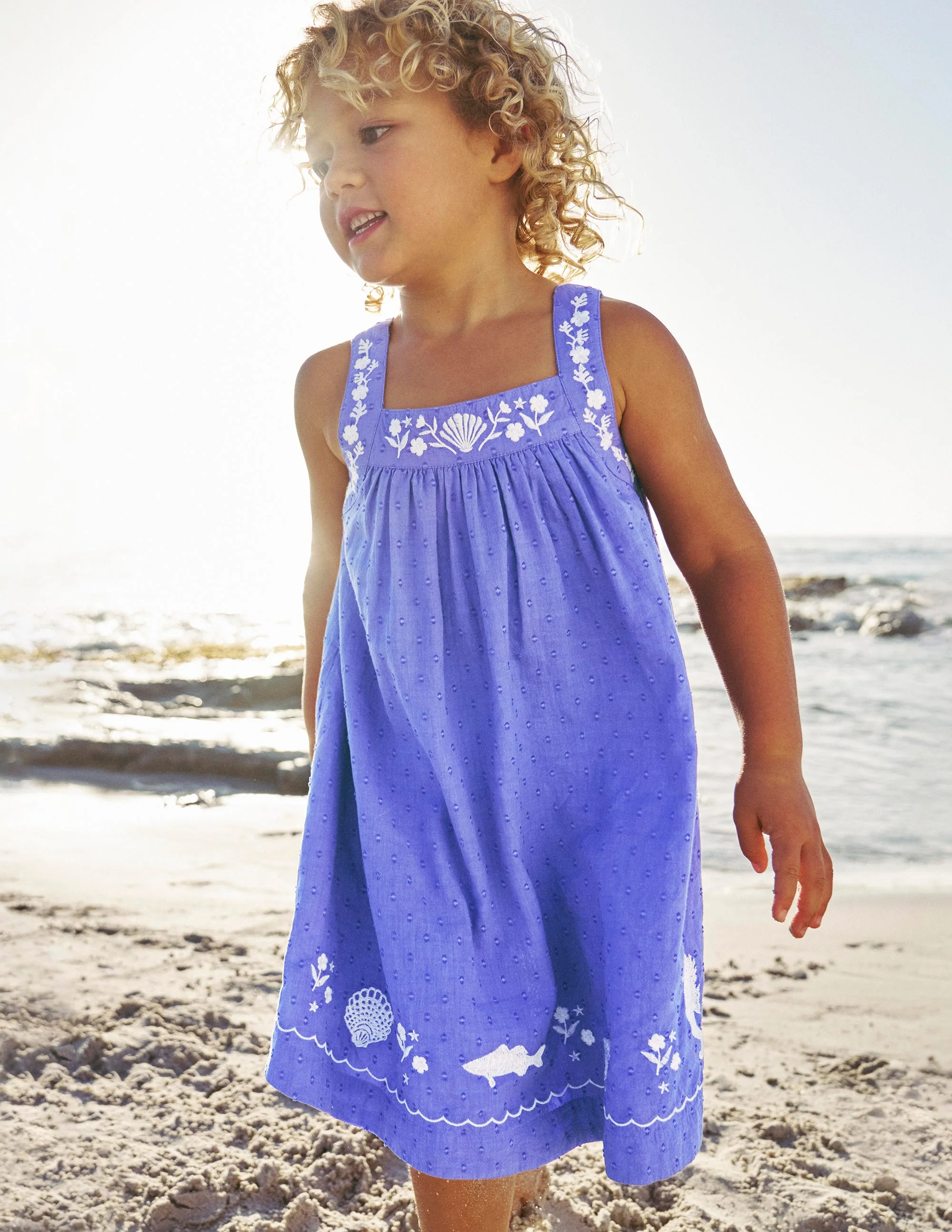 Schwingendes Kleid mit Stickerei-Tiefblau Riff - Image 4