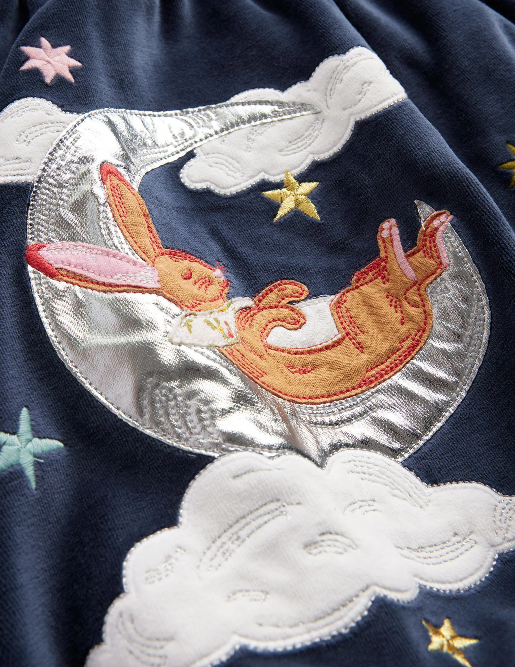 Schwingendes Velourskleid mit Applikationen-Französisches Marineblau Hase - Image 3