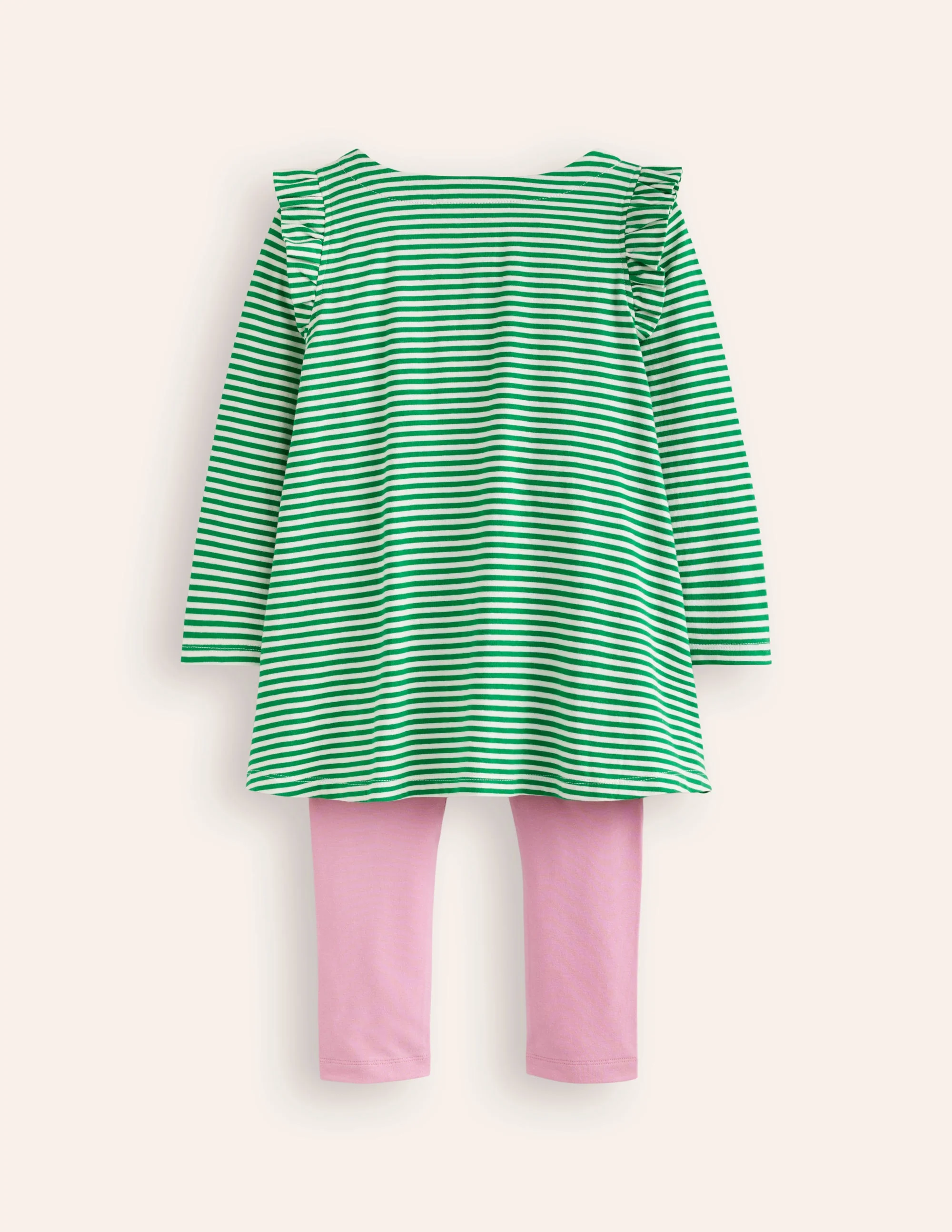 Set bestehend aus Rüschen-Tunika und Leggings-Sattes Smaragdgrün/Naturweiß Blumen - Image 2