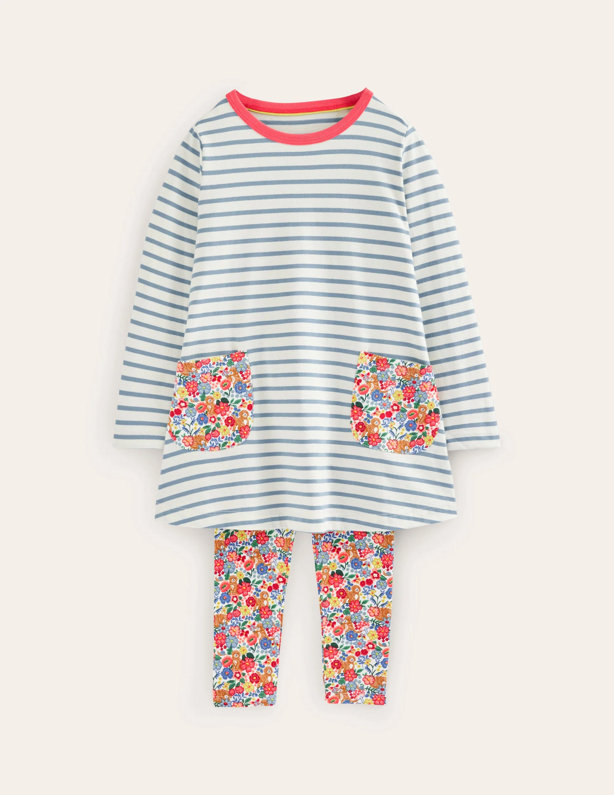 Set bestehend aus Tunika und Leggings-Dämmerungsblau/Naturweiß