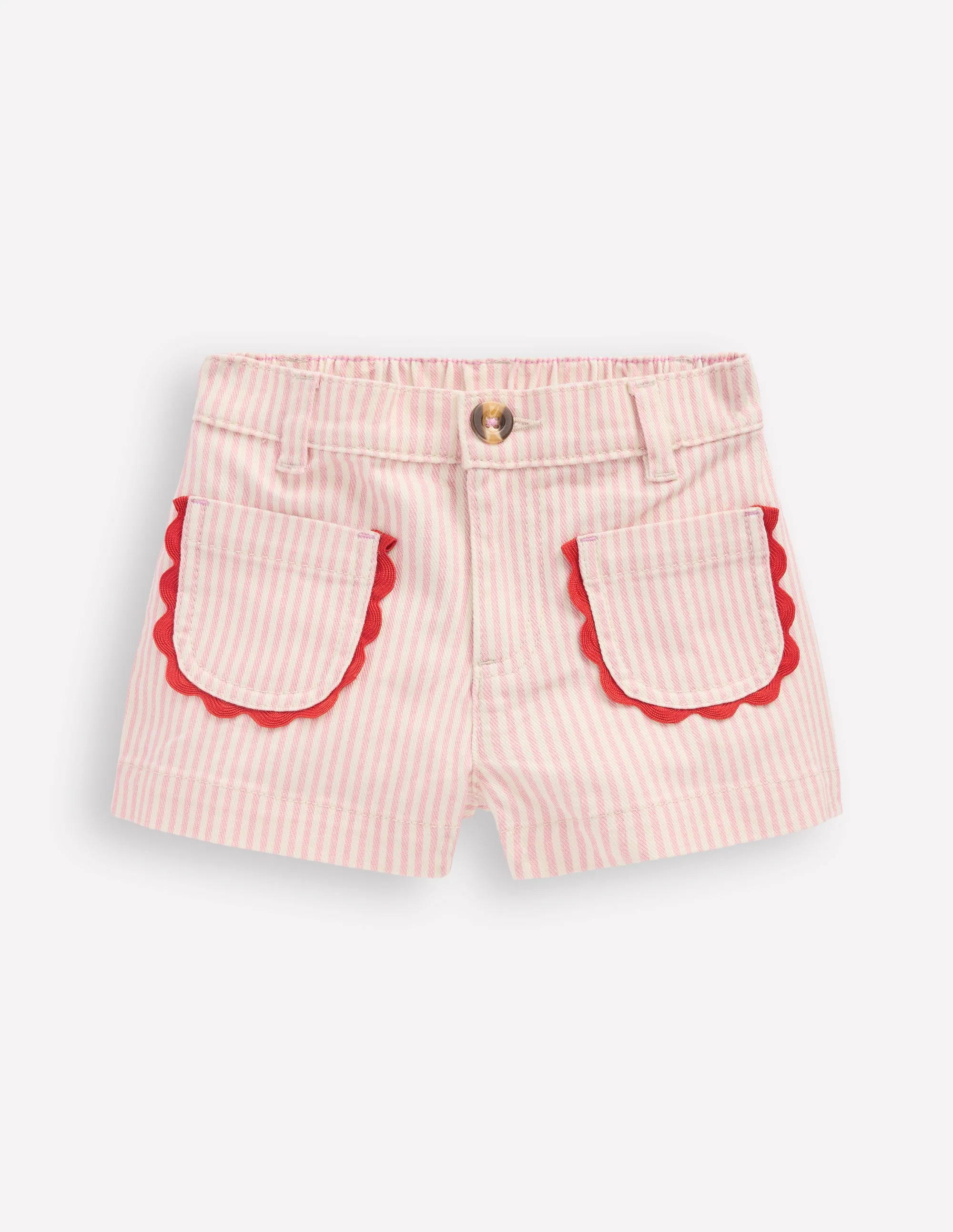 Shorts mit aufgesetzten Taschen-Rosa Drillich Streifen