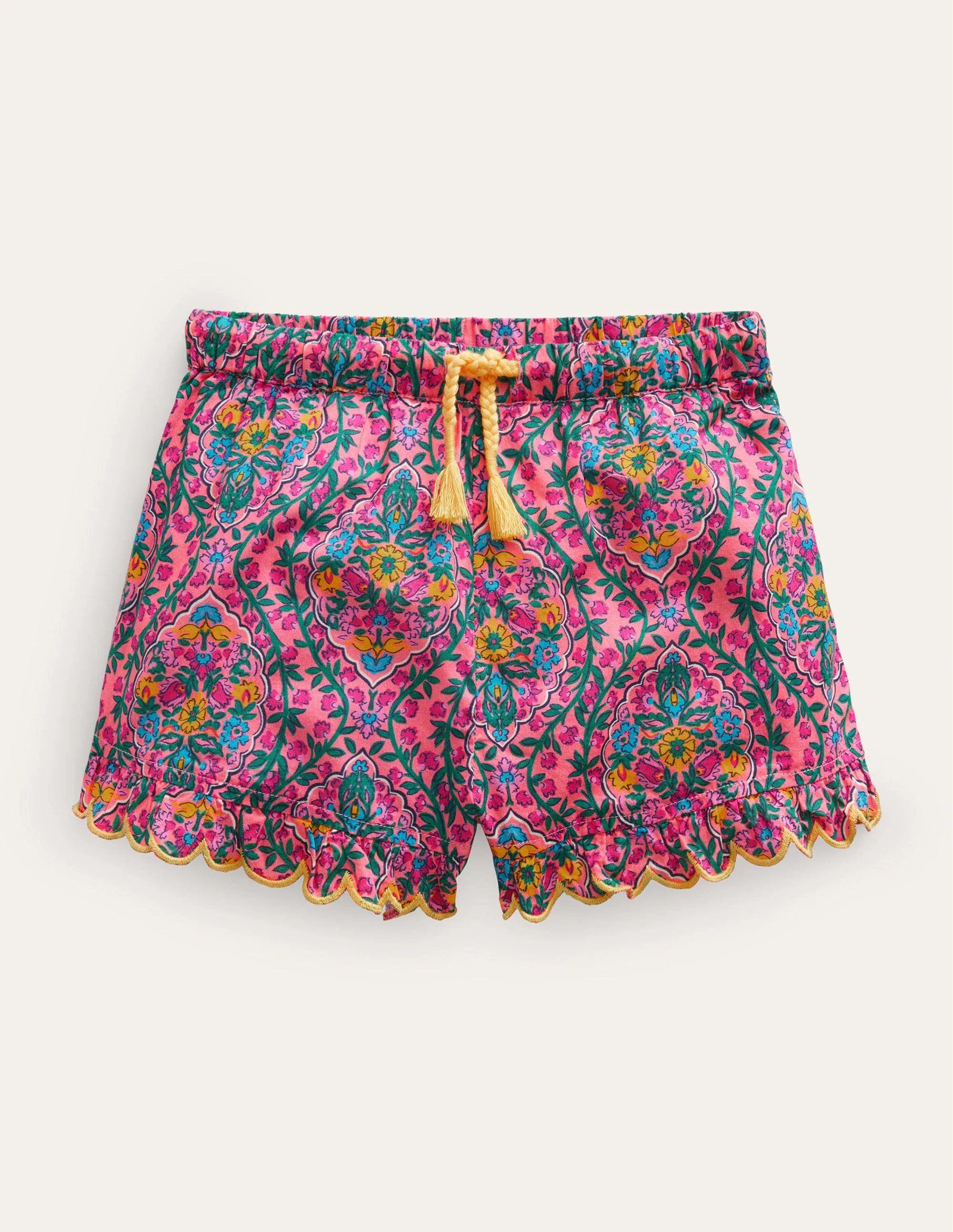 Shorts mit gerüschtem Muschelsaum-Azalee Woodblock Vine