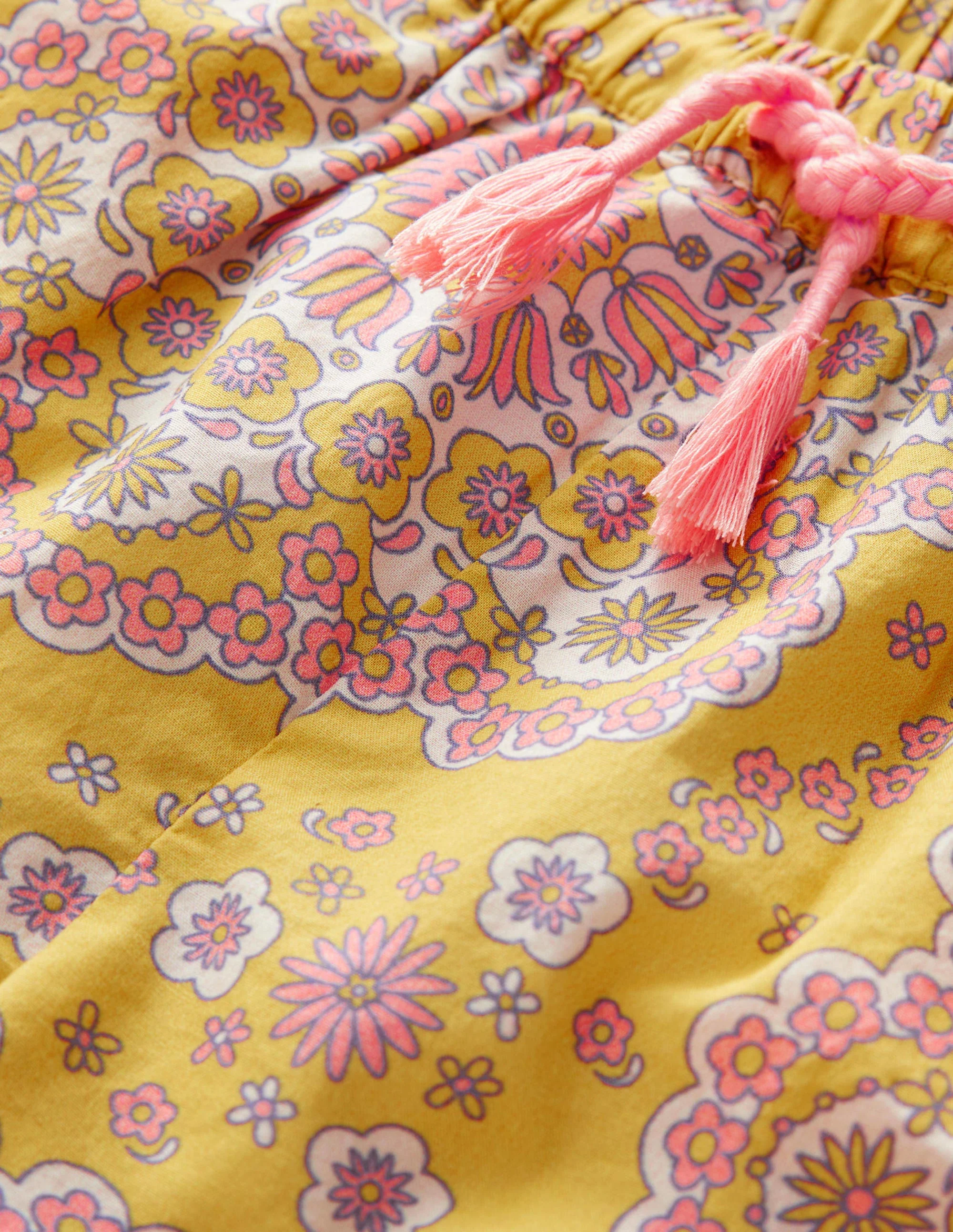 Shorts mit gerüschtem Muschelsaum-Maisgelb, Gänseblümchenmuster - Image 3