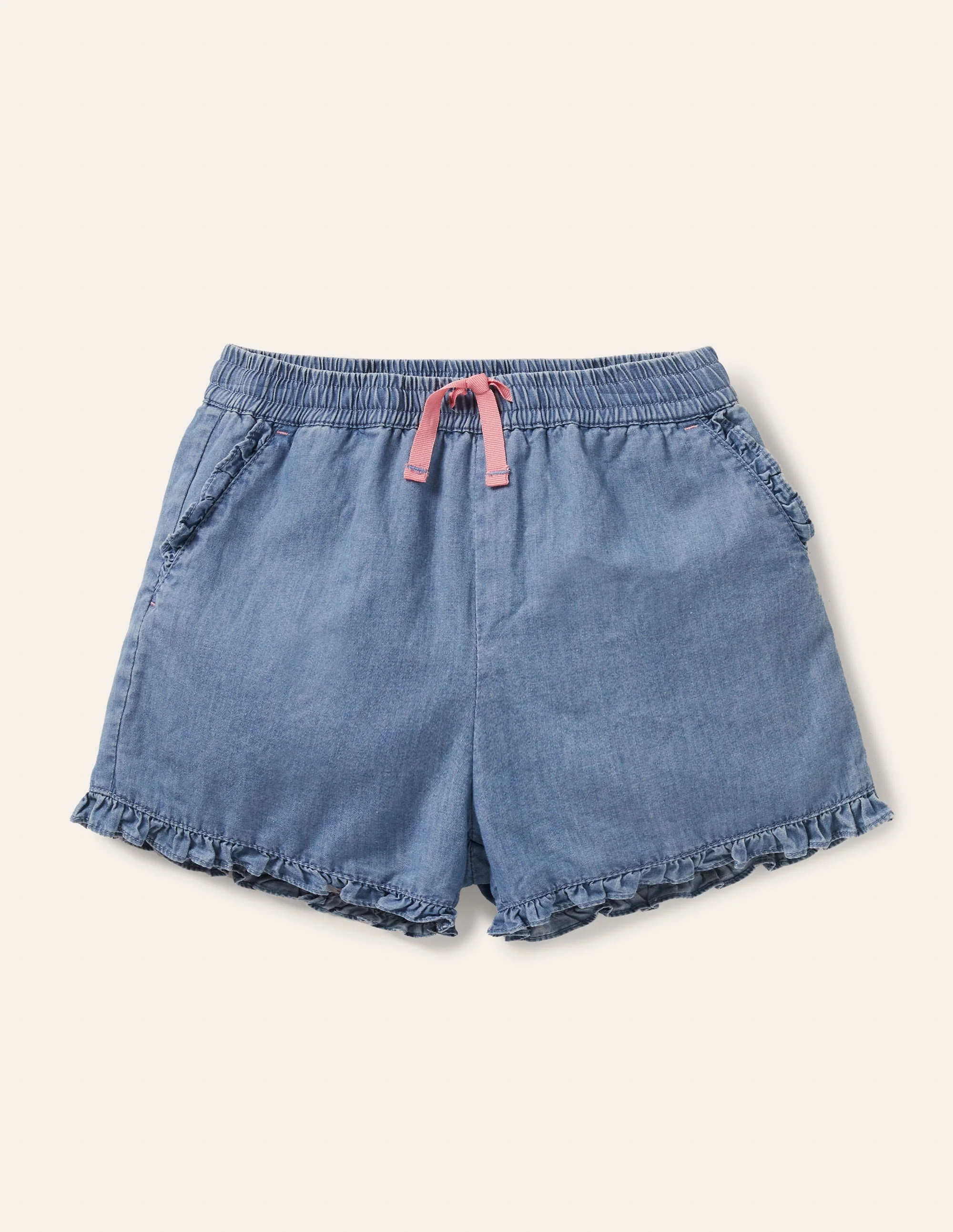 Shorts mit gerüschtem Saum-Faux-Uni