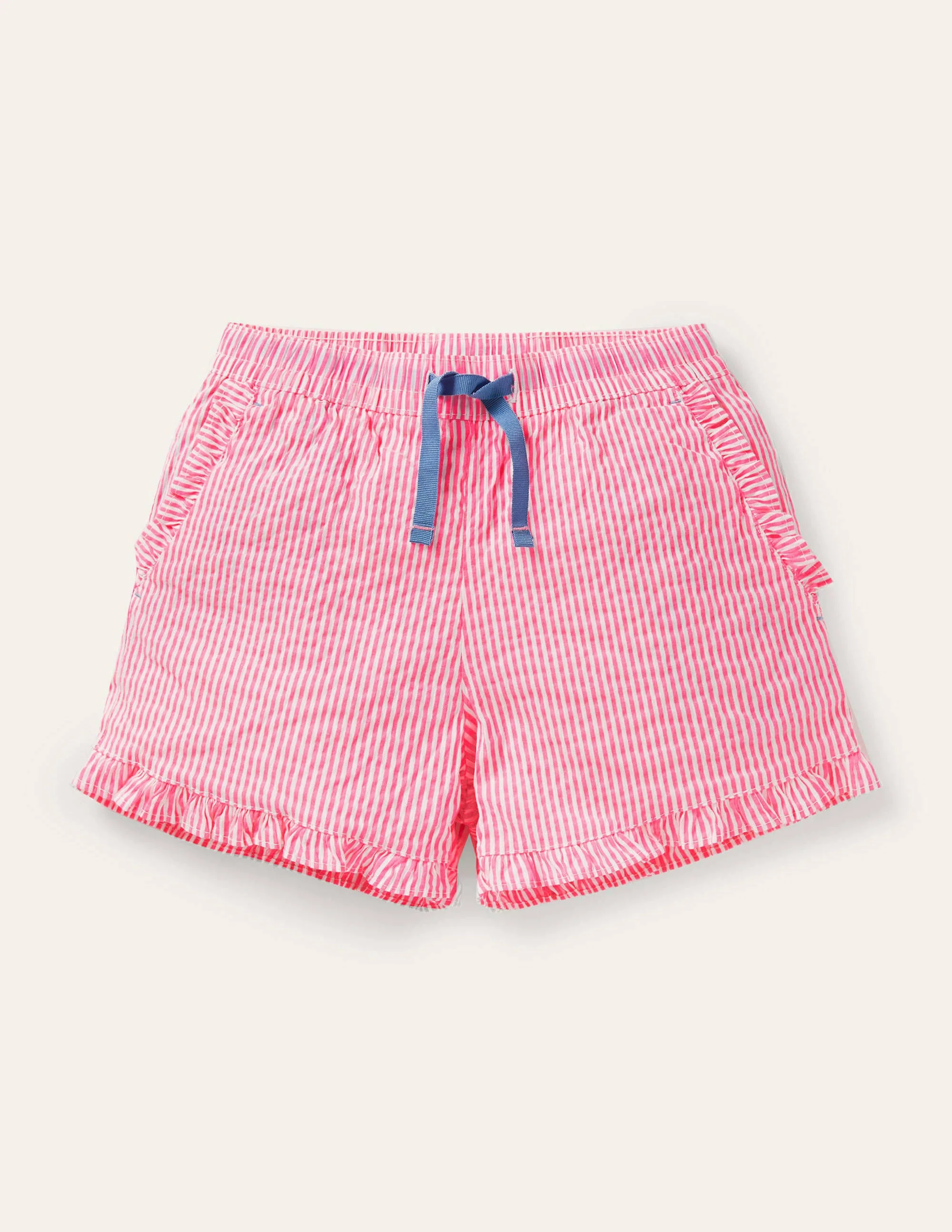 Shorts mit gerüschtem Saum-Partyrosa, Feine Streifen