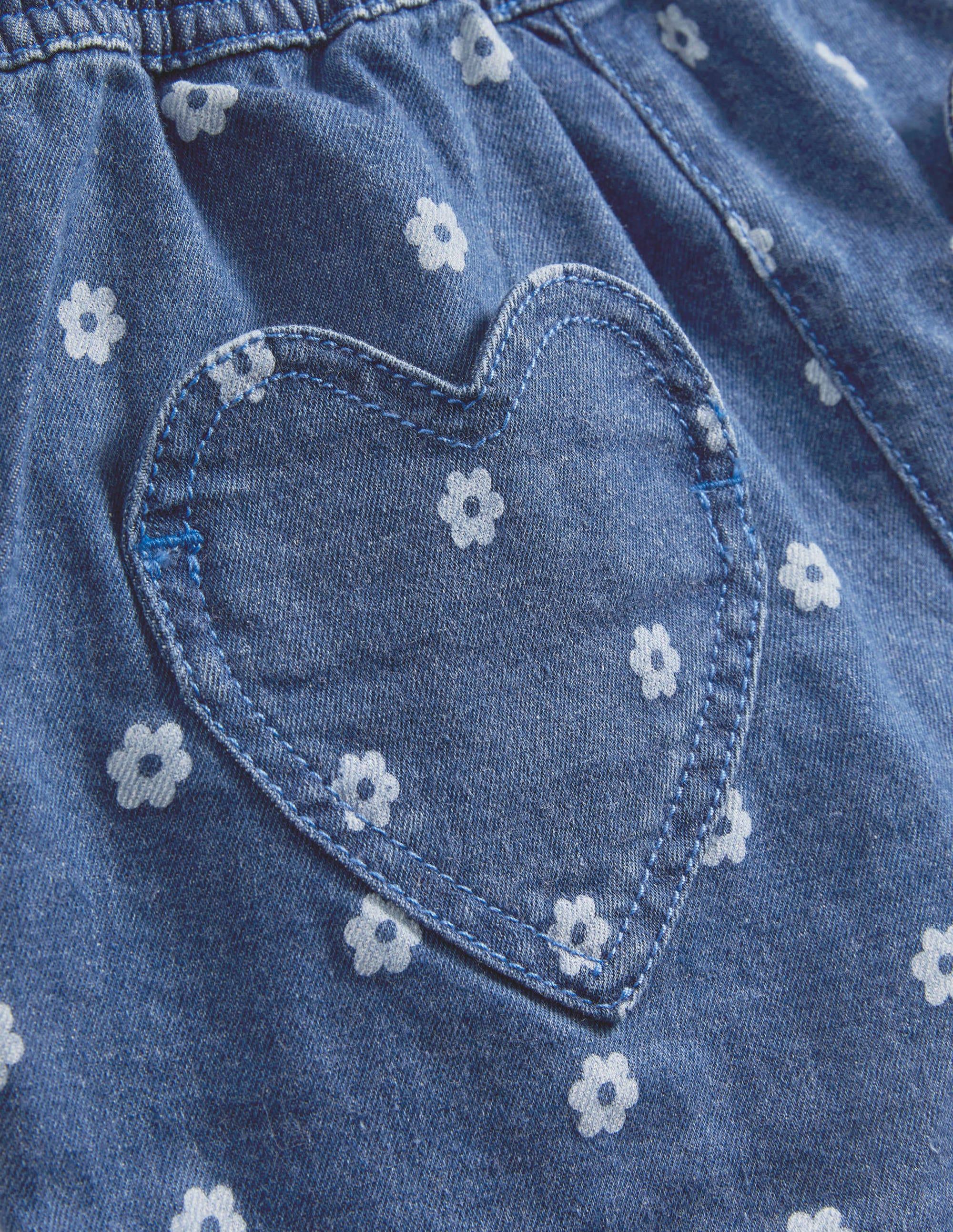 Shorts mit Herztaschen-Denim, Gänseblümchen - Image 3
