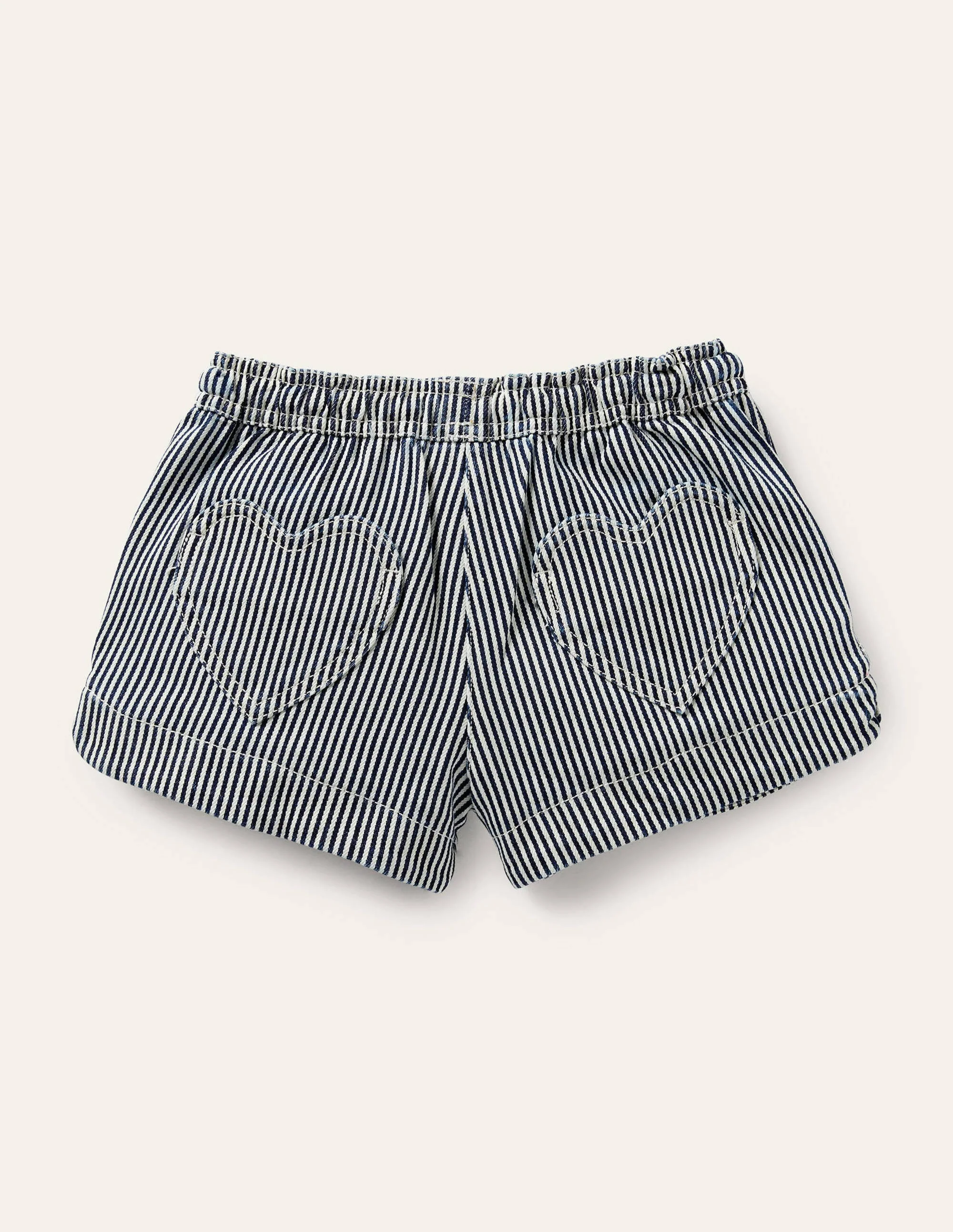 Shorts mit Herztaschen-Indigoblau/Naturfarben, Feine Streifen - Image 2