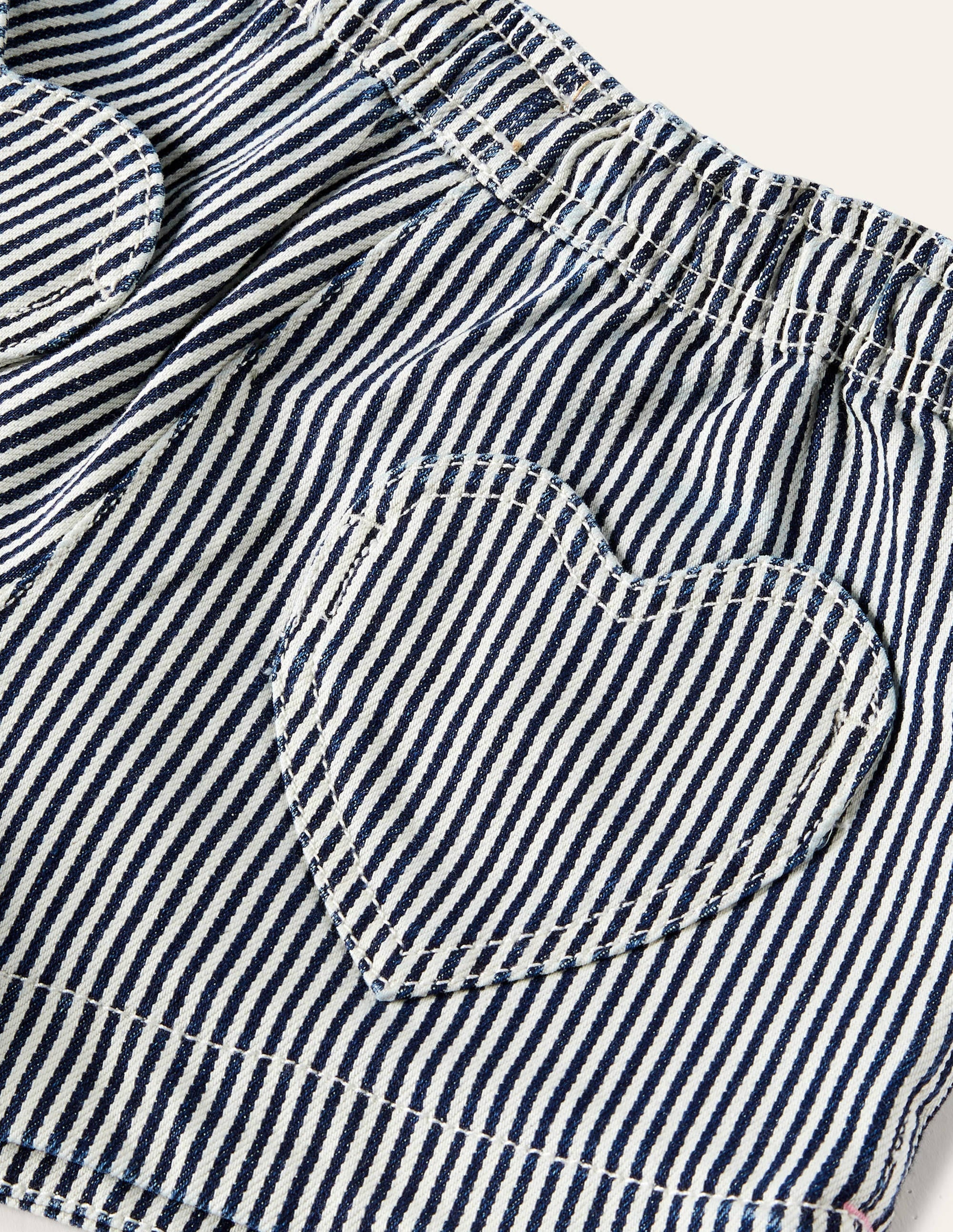 Shorts mit Herztaschen-Indigoblau/Naturfarben, Feine Streifen - Image 3