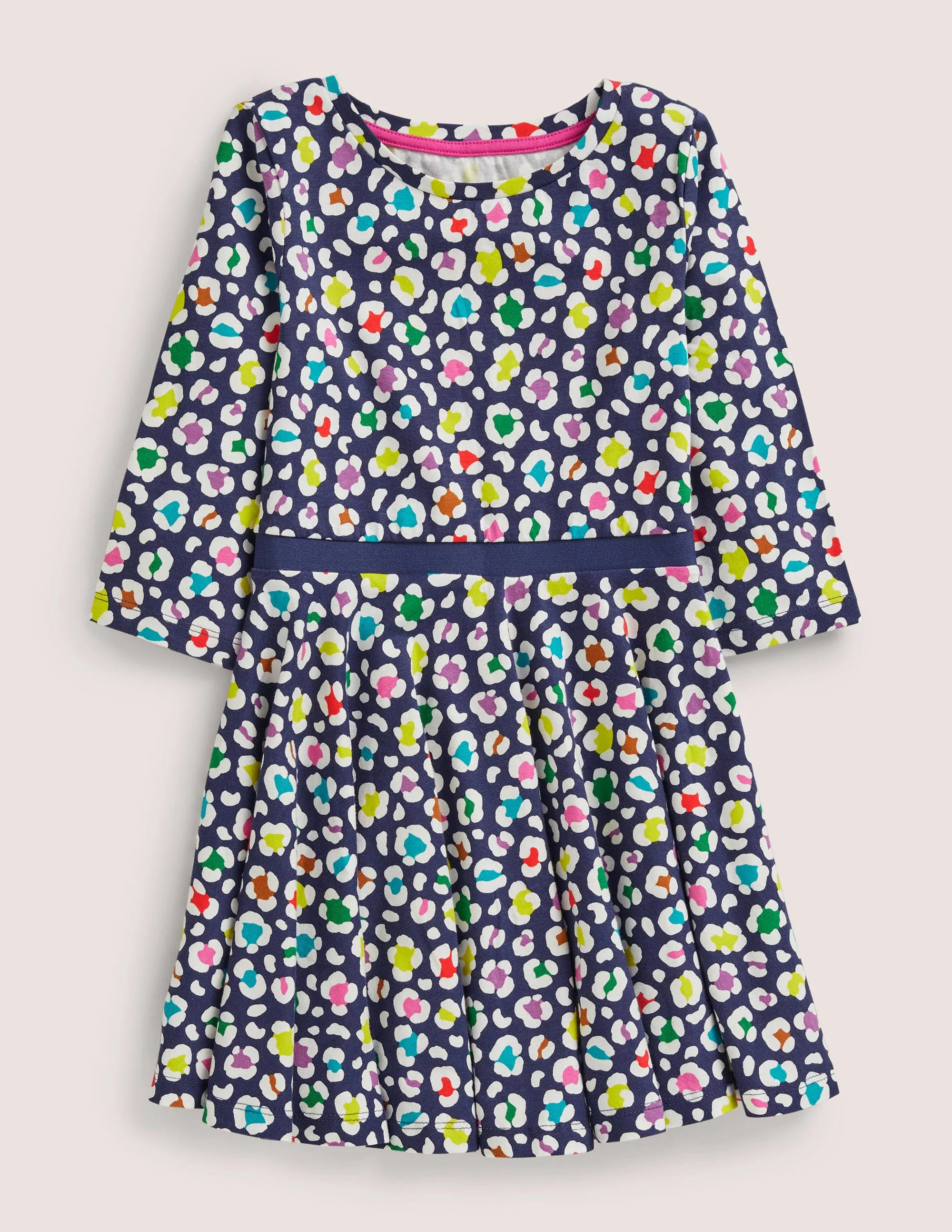 Skaterkleid mit Tellerrock-Segelblau, Leopard
