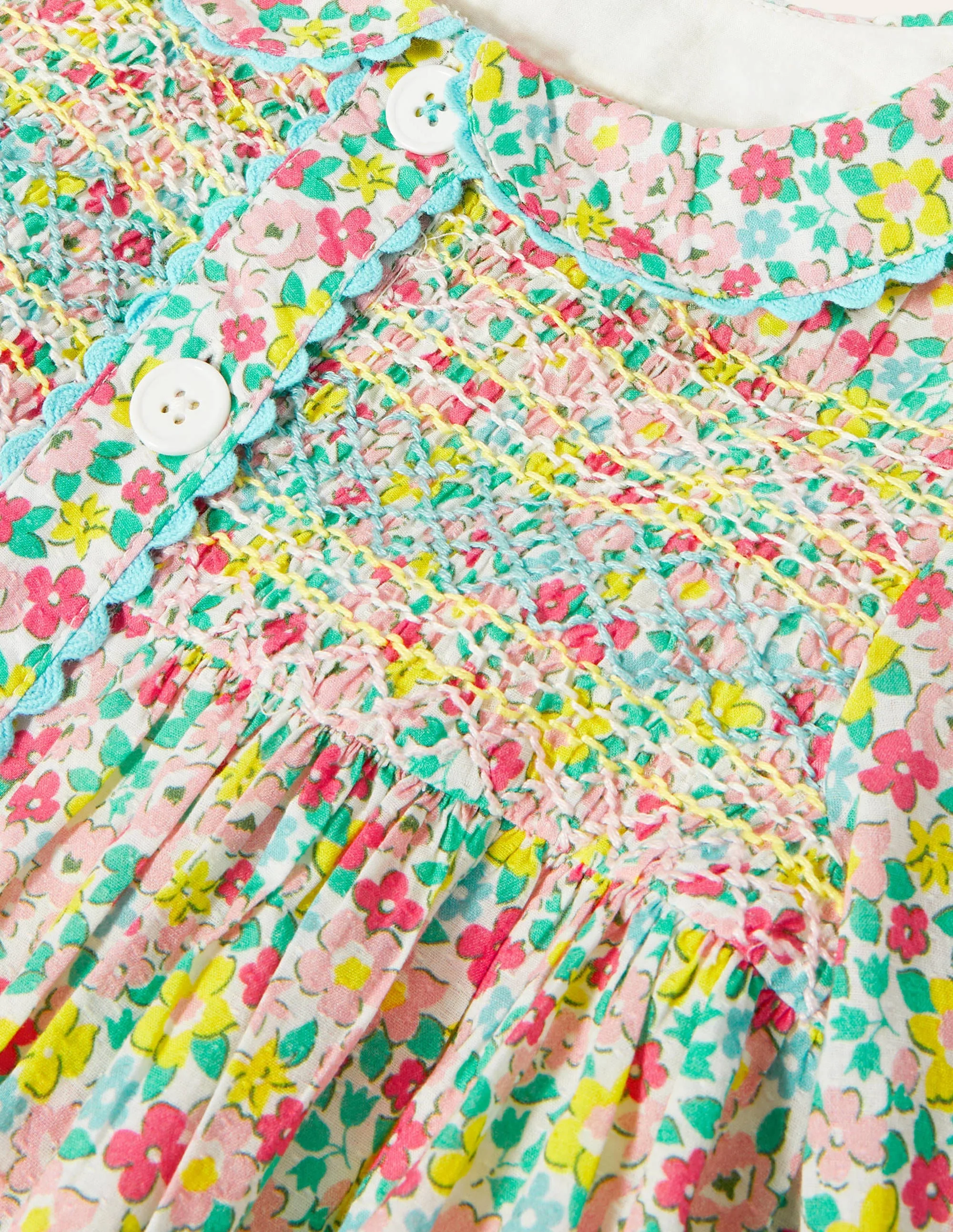 Smokkleid mit Knopfleiste-Bunt, Frühlingsblumen - Image 3
