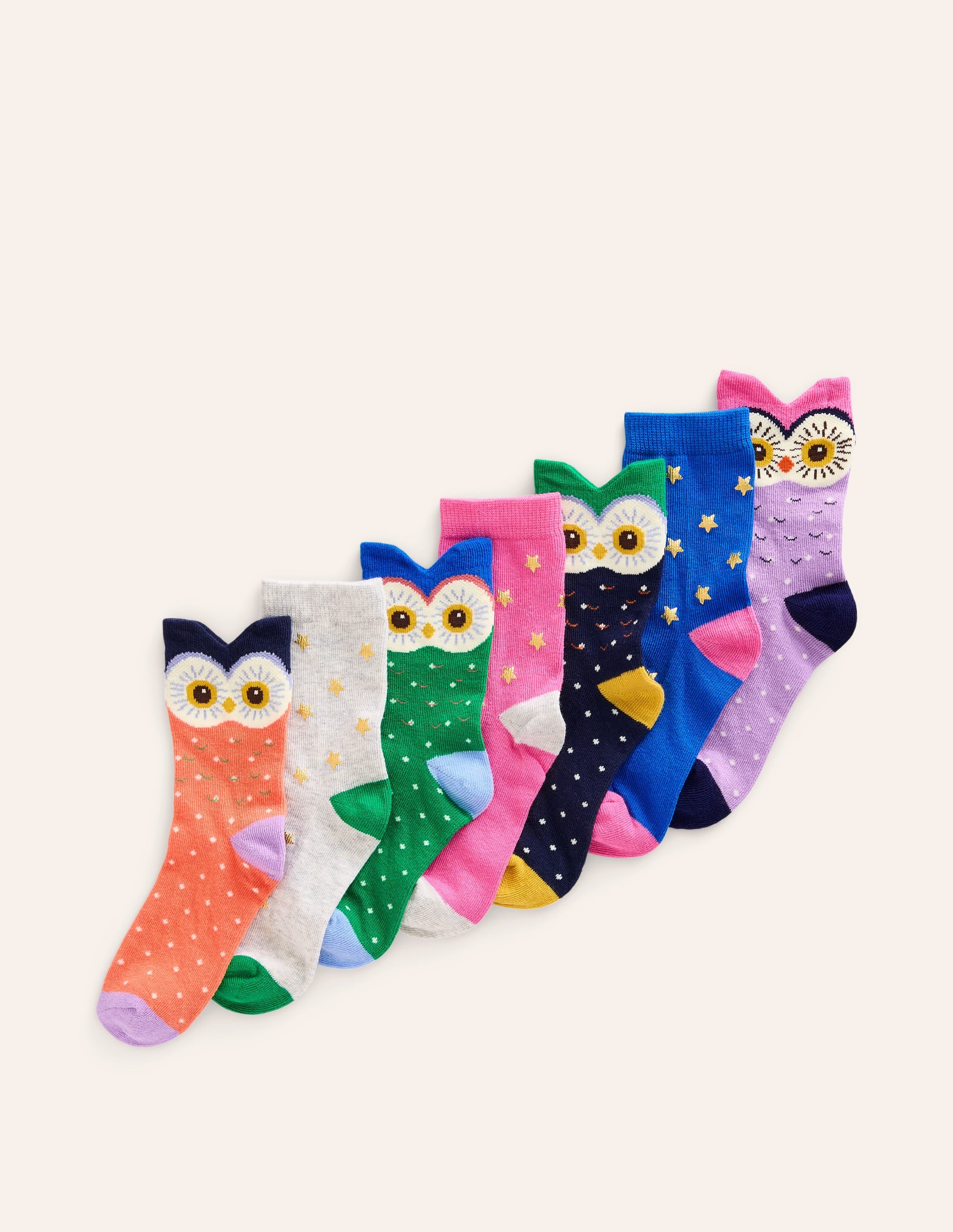 Socken im 7er-Pack-Bunt Eulen