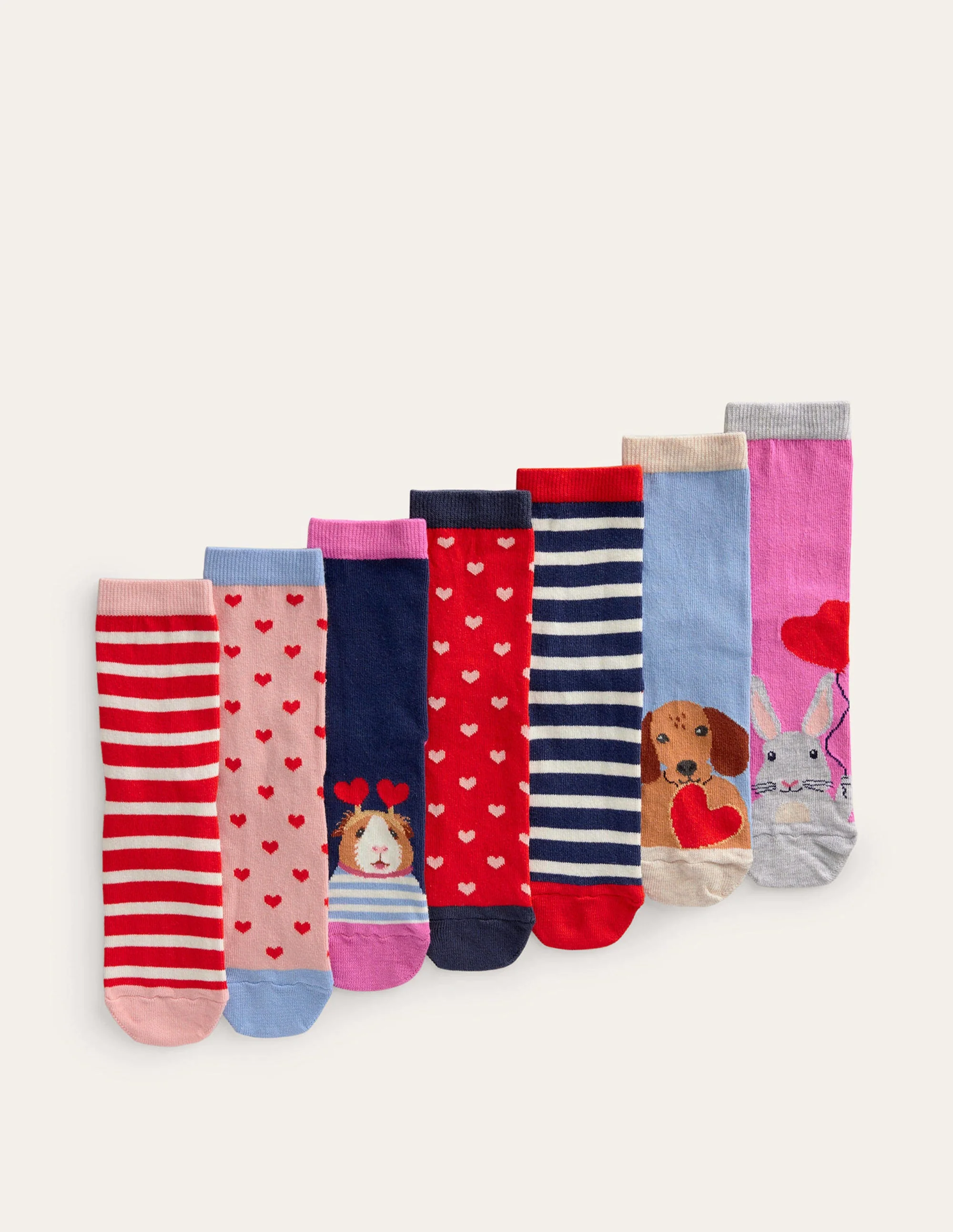 Socken im 7er-Pack-Bunt Herz Tiere