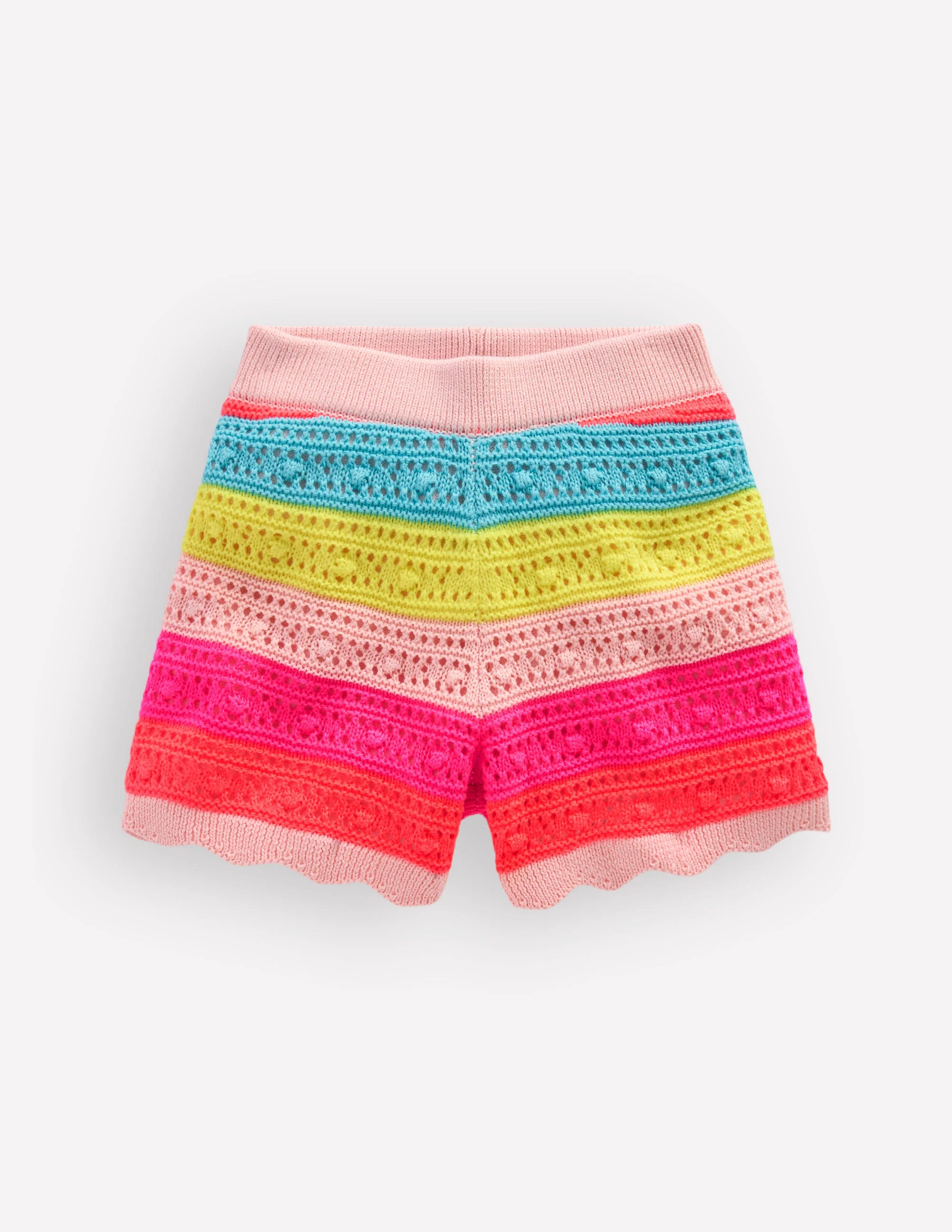 Strick-Shorts-Neon Bunt Streifen