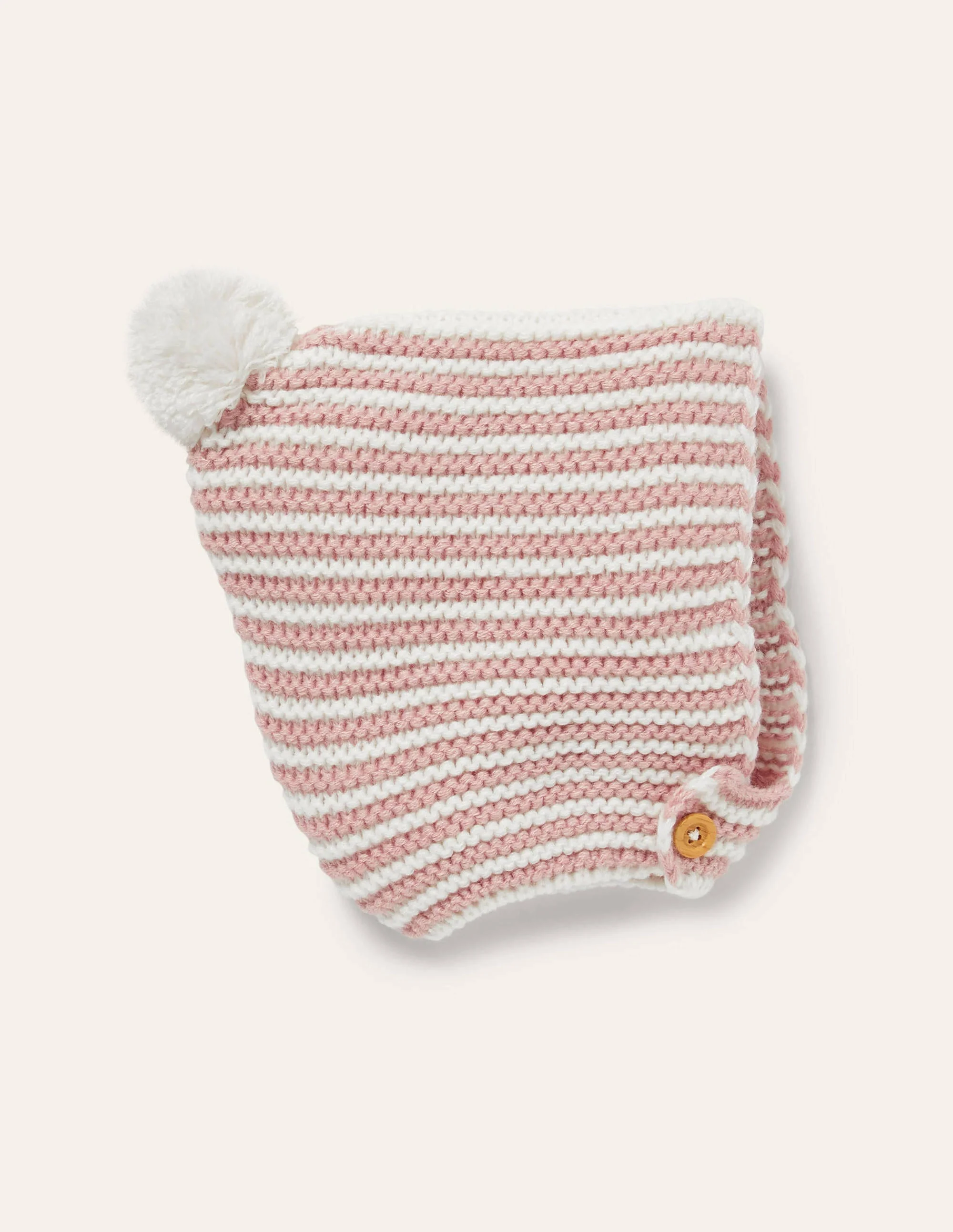 Strickhäubchen-Vintage-Rosa/Naturweiß