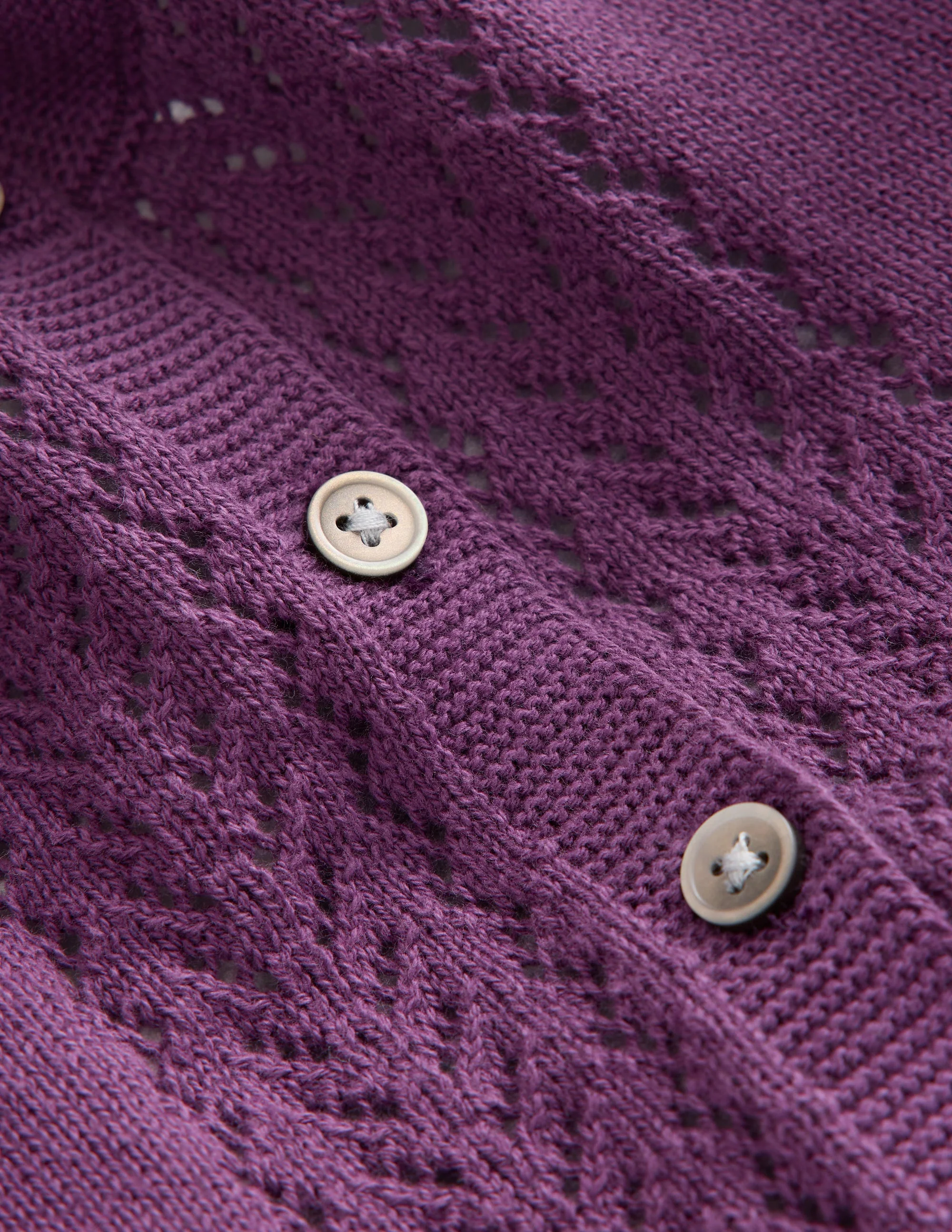 Strickjacke aus Baumwolle mit Pointelle-Design-Lila Beerensmoothie - Image 3