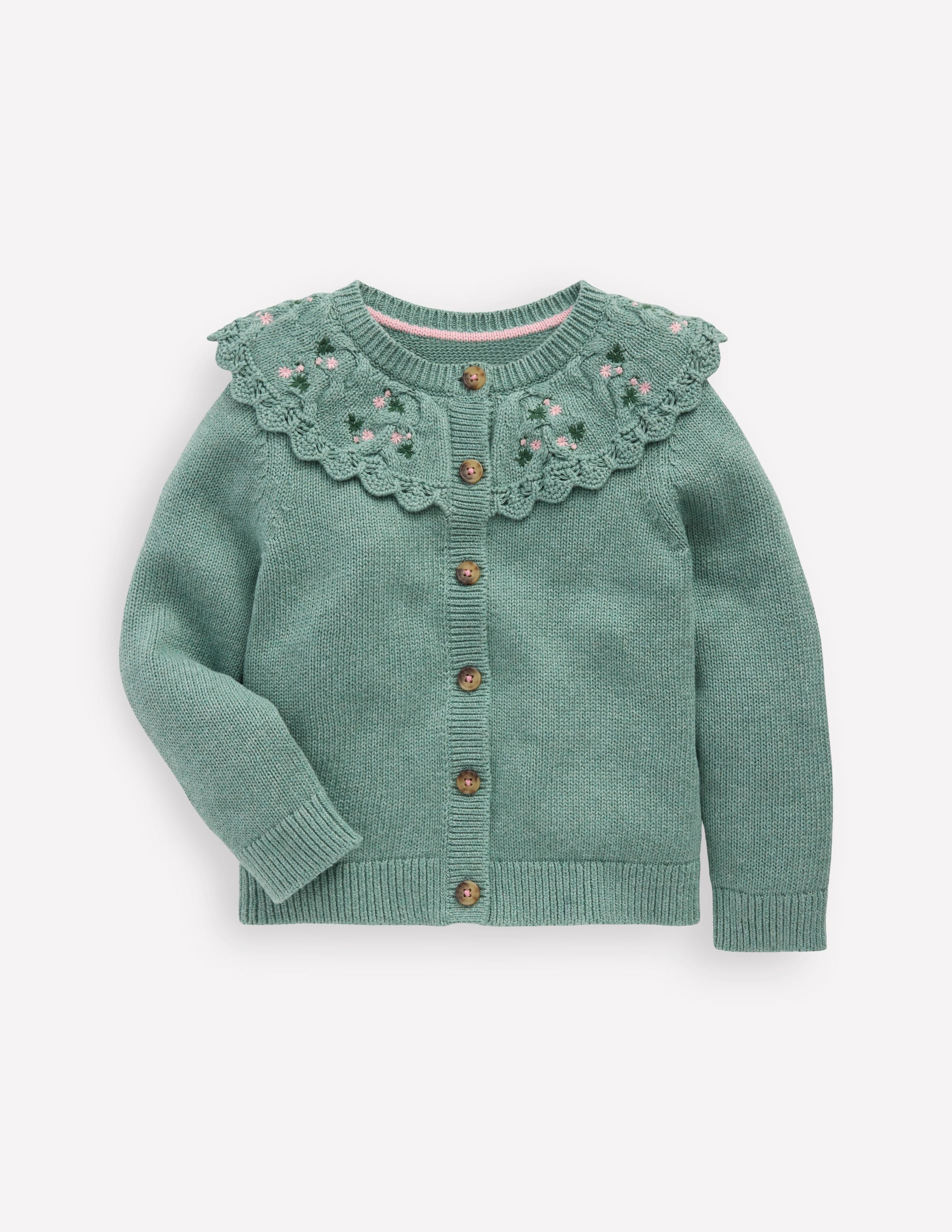 Strickjacke mit bestickter Passe-Csarite/Grün