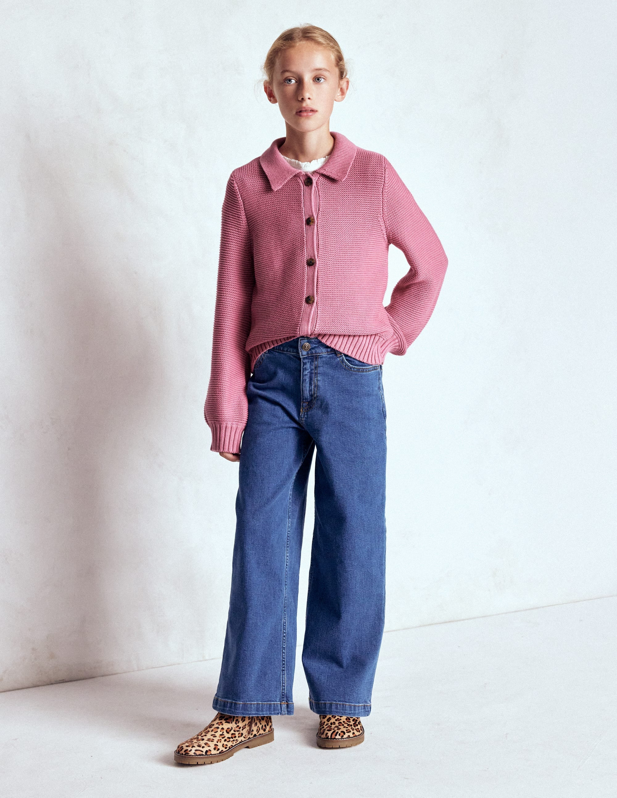 Strickjacke mit Kragen-Rosa Schleier - Image 2