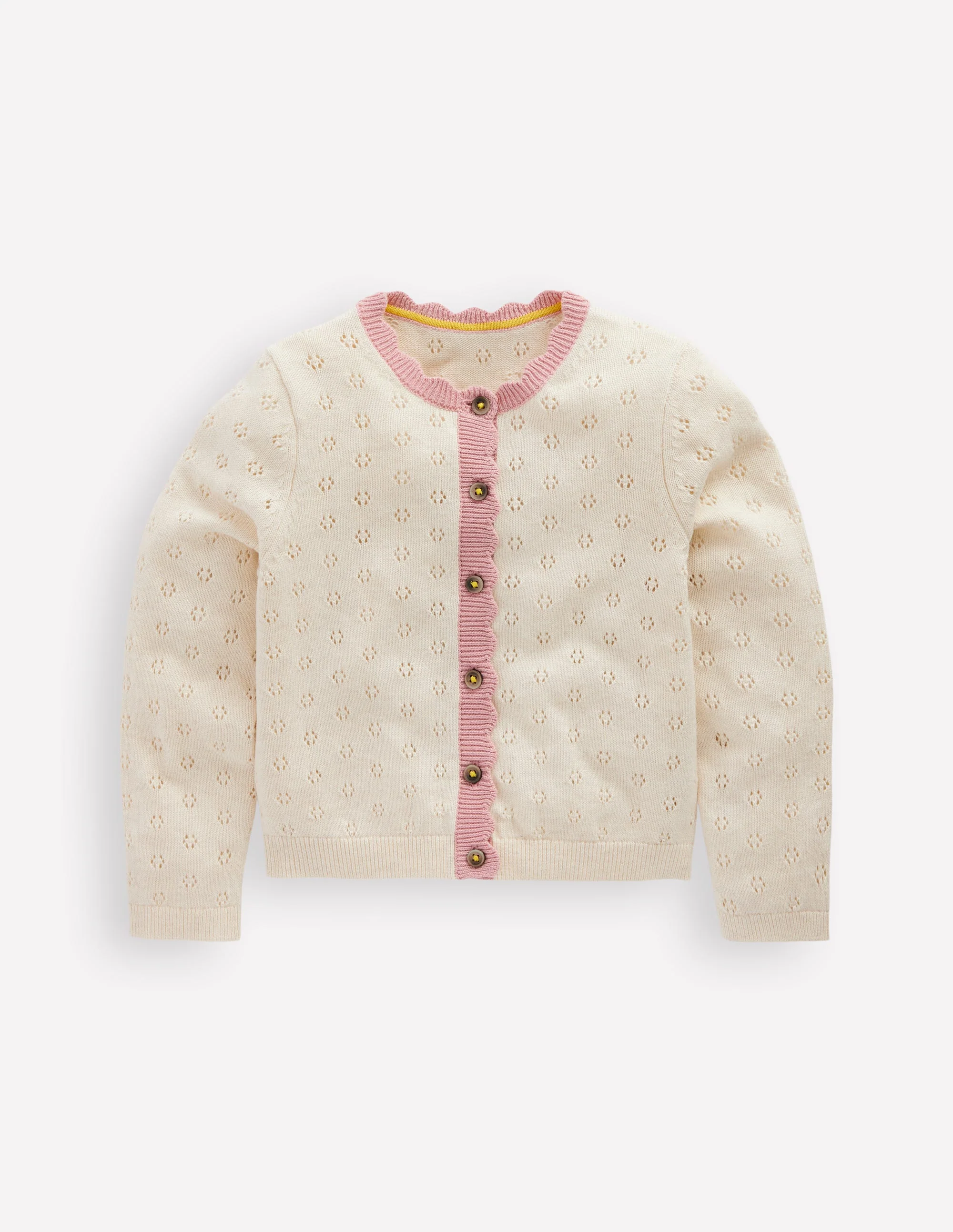 Strickjacke mit Muschelsaum für den Alltag-Sanftes Naturweiß