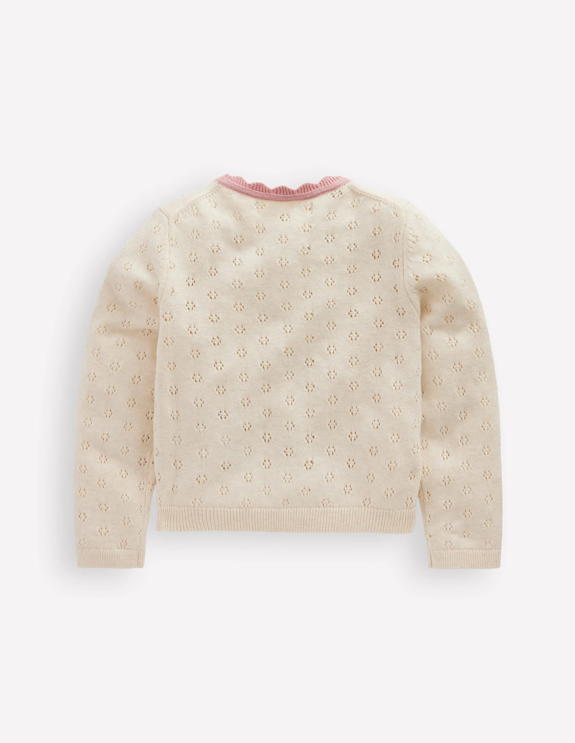 Strickjacke mit Muschelsaum für den Alltag-Sanftes Naturweiß - Image 2
