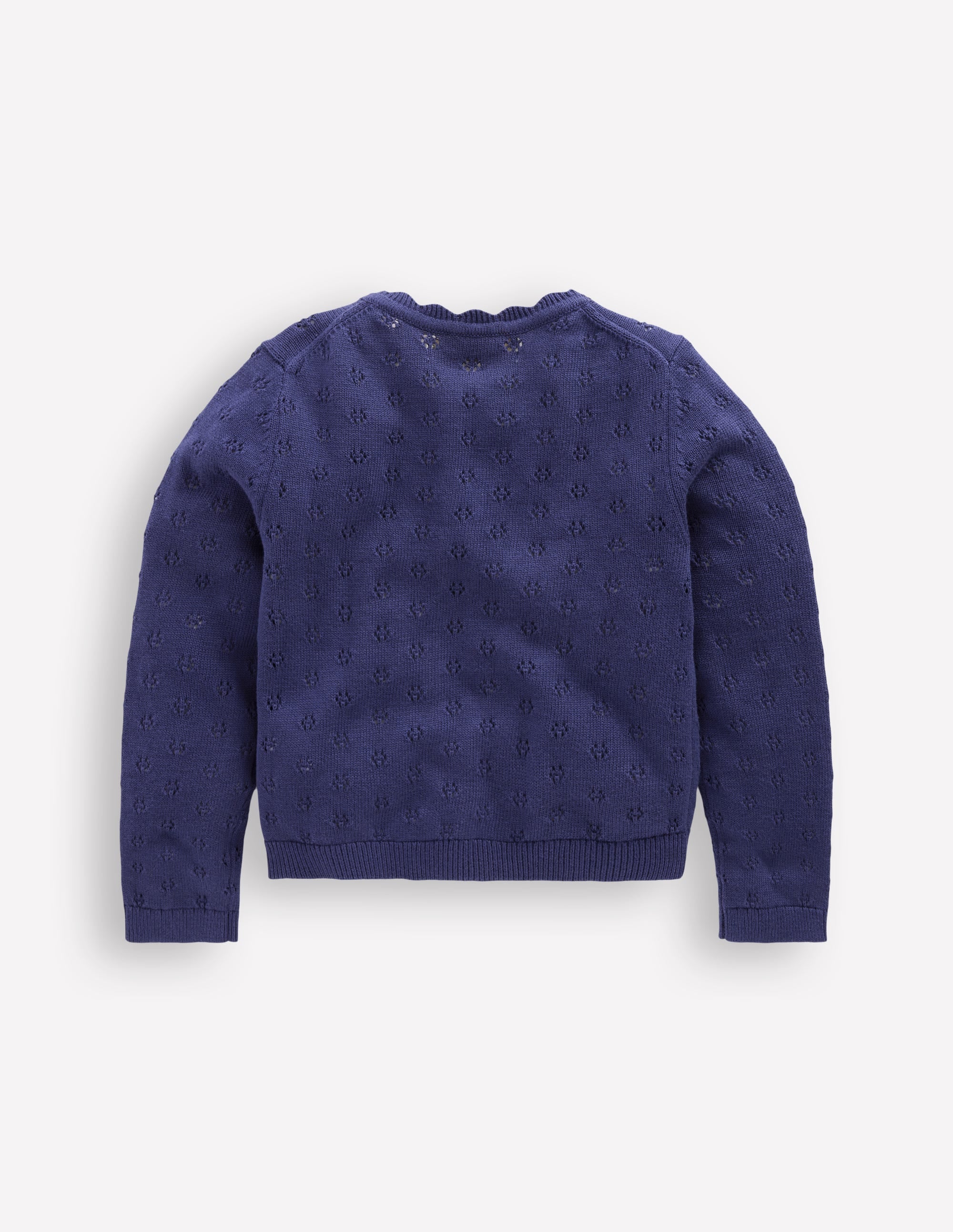 Strickjacke mit Muschelsaum für den Alltag-Schuluniform-Marineblau - Image 2