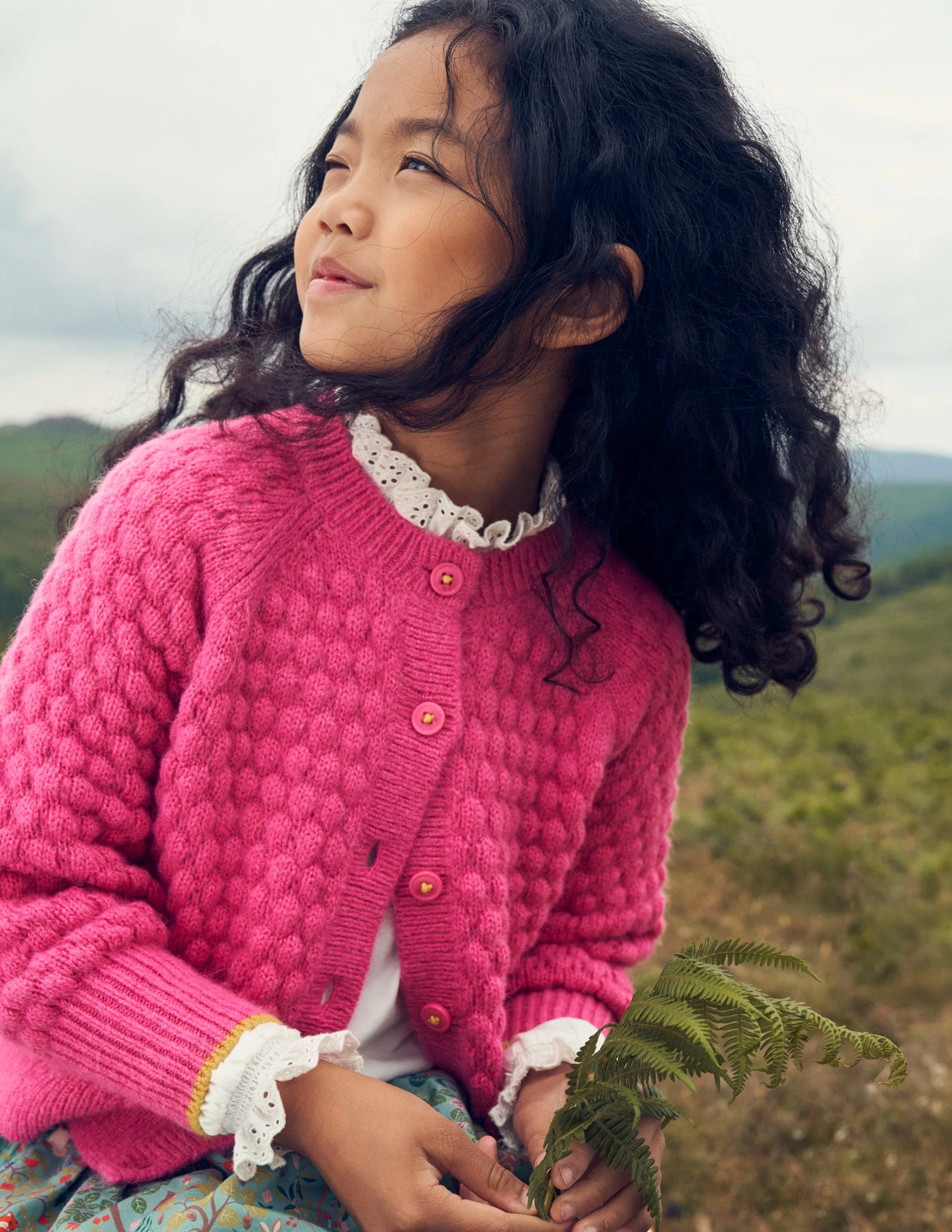Strickjacke mit Pomponmaschen-Mittelpink - Image 5