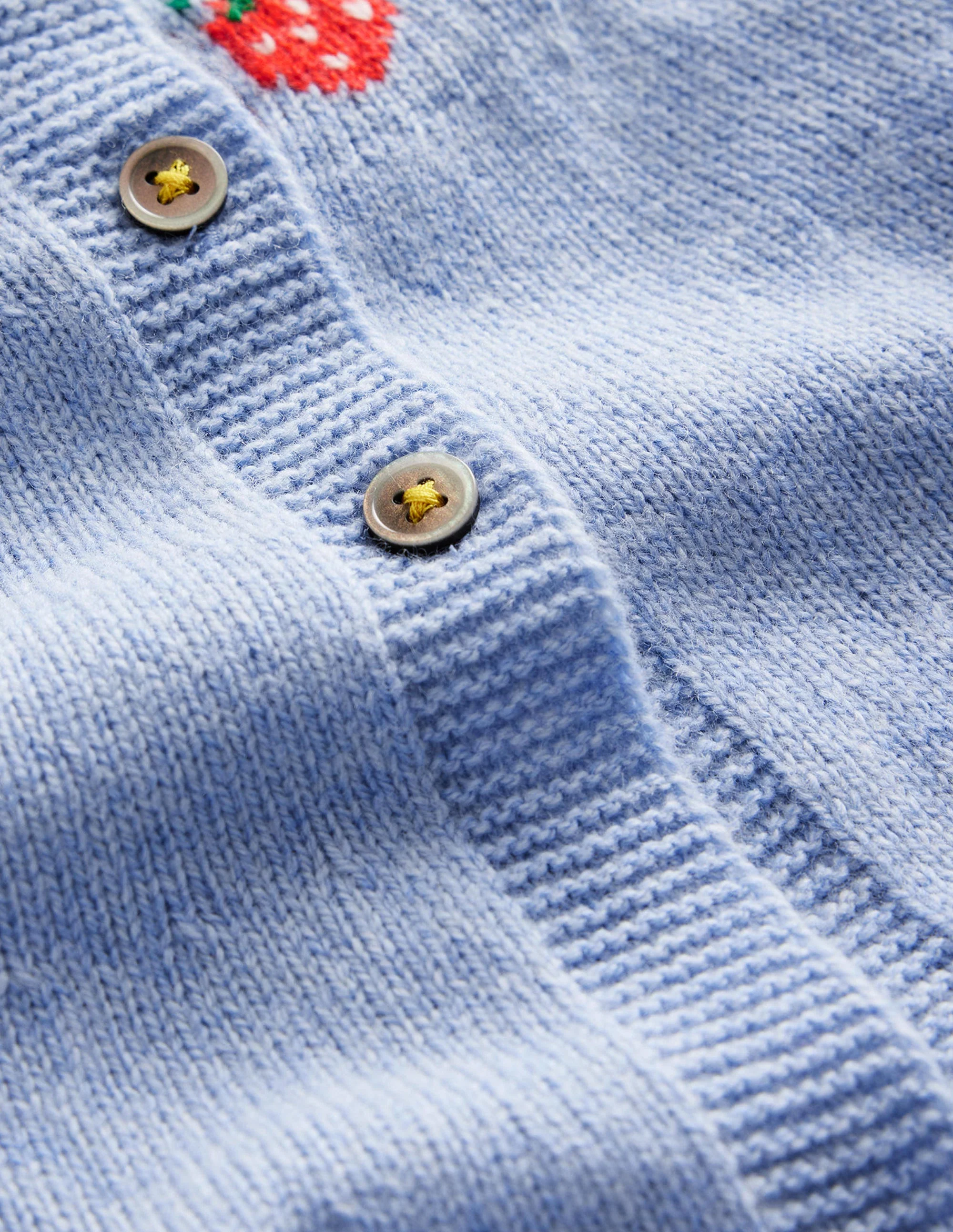 Strickjacke mit Stickerei-Vintage Blau Erdbeeren - Image 3