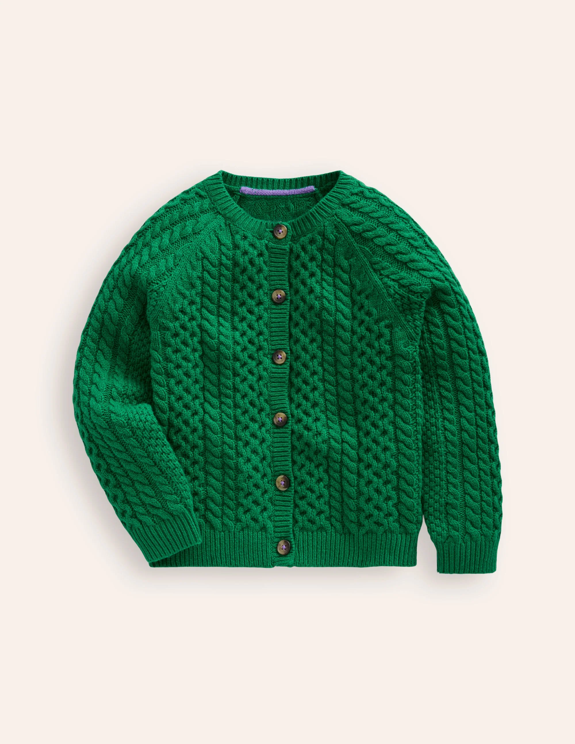 Strickjacke mit Zopfmuster-Dunkelgrün