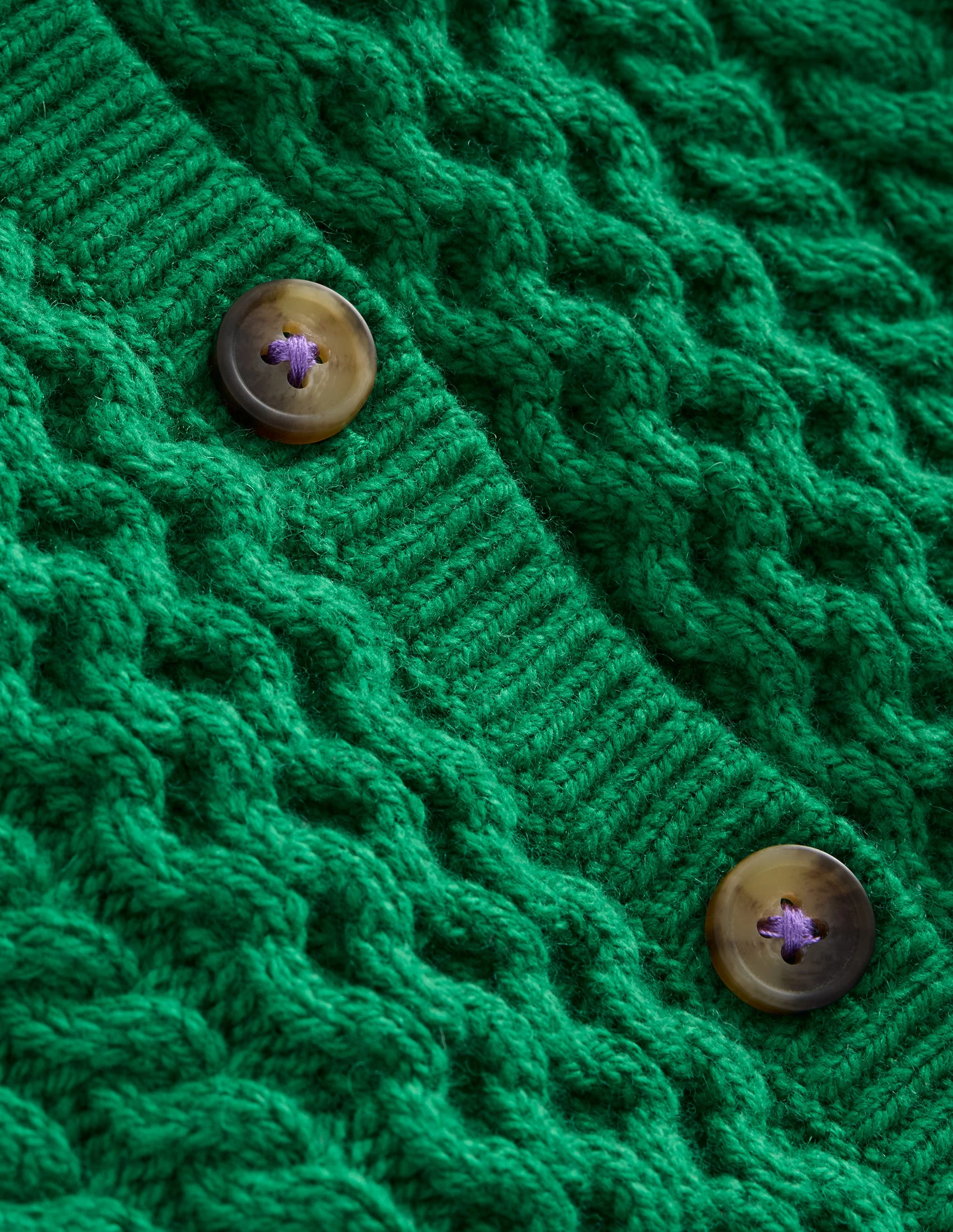 Strickjacke mit Zopfmuster-Dunkelgrün - Image 3
