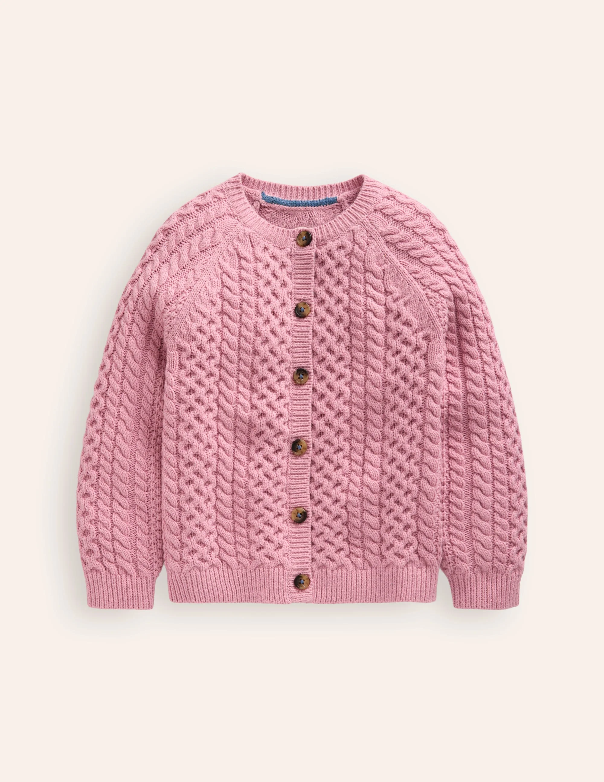 Strickjacke mit Zopfmuster-Vintage Rosa